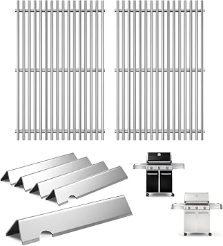 Genesis Grill Replacement Parts 7524 7528 Grates 7621 7620 Flavorizer Bars for Weber Genesis 300 Grills with Front Controls Knobs, Genesis 300 310 330 E330 E310 S310 S330 EP330 S320 E320 Grill Parts
