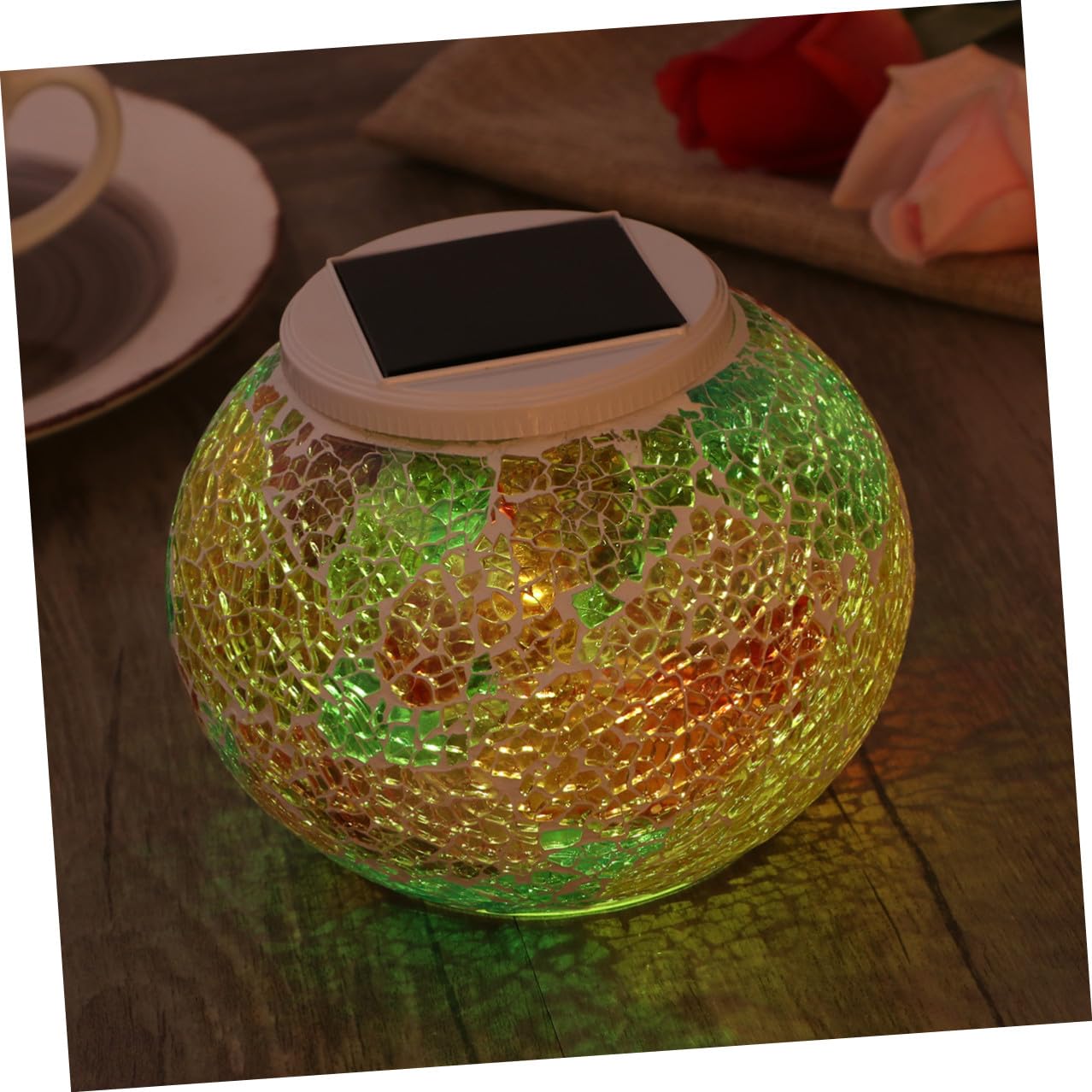 jojofuny Lampada Solare da Giardino a Sfera in Vetro Led, 2 Modalità (colore Singolo e Cambio Colore), Automatica Accensione Notturna, per Patio e Casa