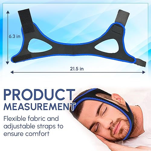 Miniatura 5 de Correa de barbilla ajustable antironquidos – Solución eficaz para ronquidos – Alternativa CPAP transpirable – Unisex, ajustable, apnea del sueño