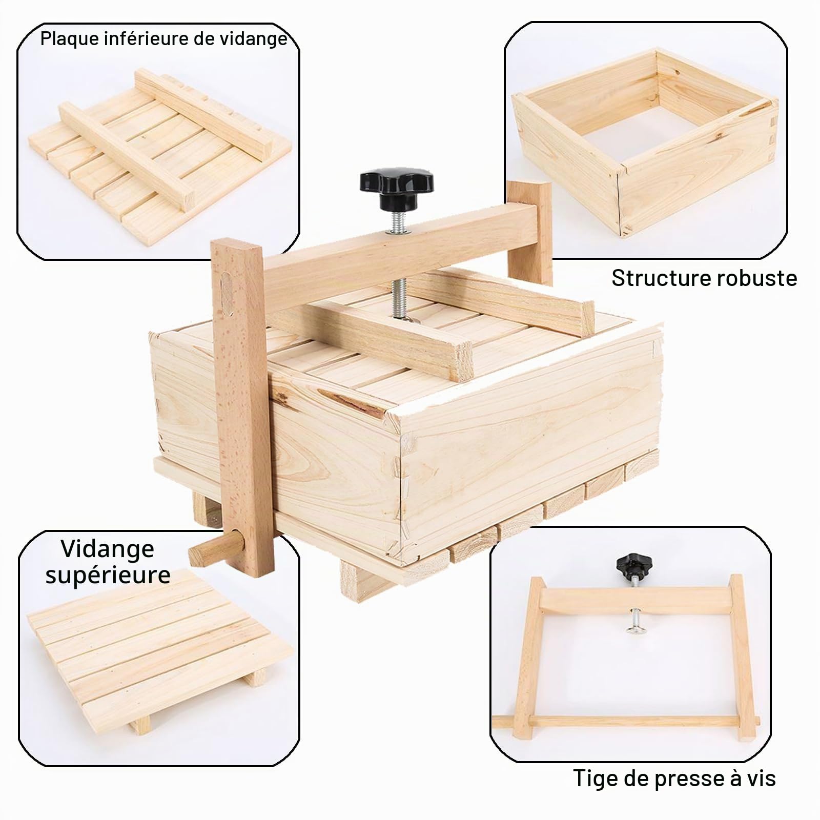 Générique Presse à Tofu, Tofu Presse Moule en Bois Tofu Égouttoir, Enlever Facilement l'eau du Tofu, Maison Tofu Maker Presse Moule Kit pour la Fabrication de Tofu, Fromage, Presse Tofu