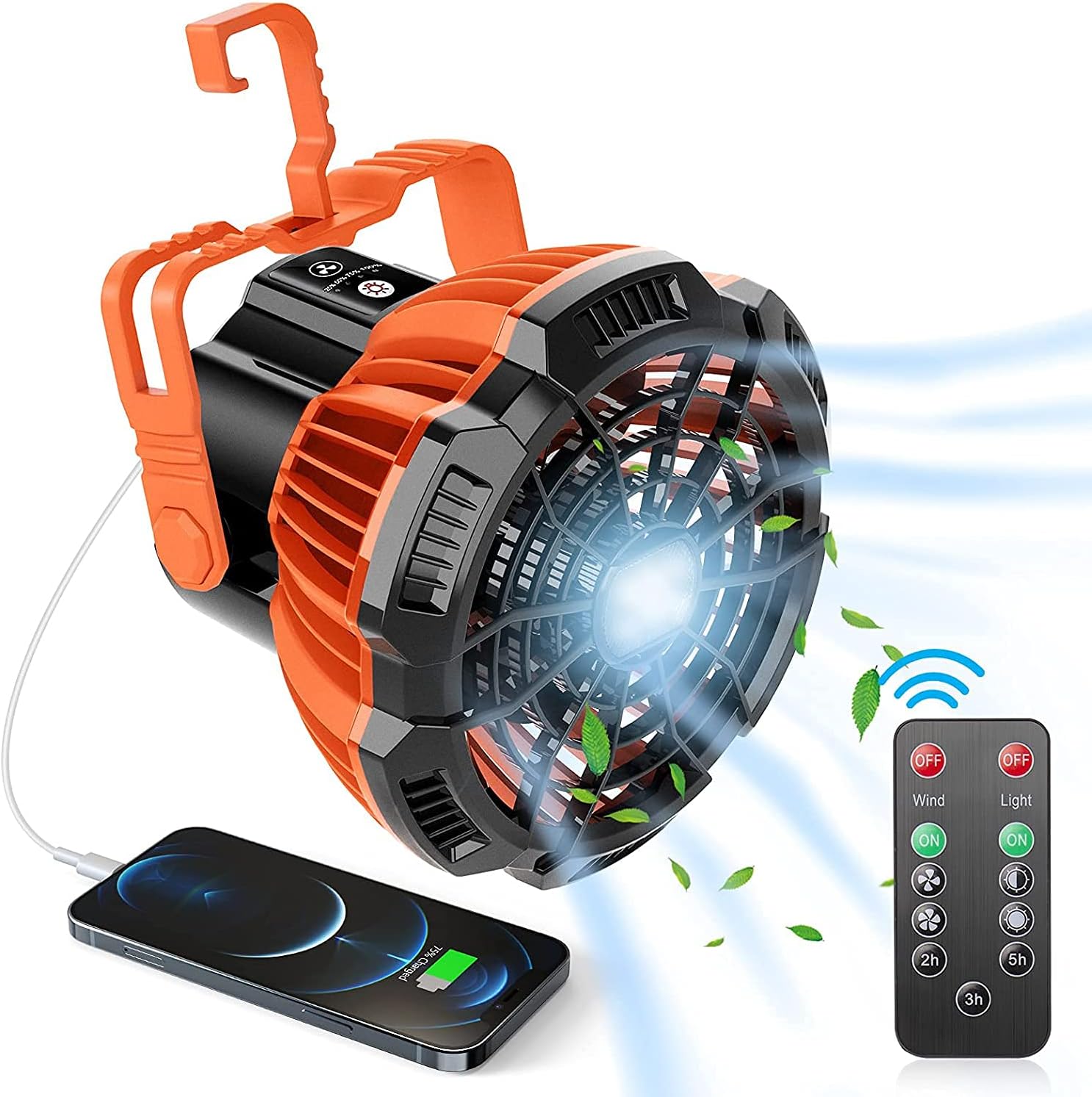 Portable Fan Rechargeable, 7800mAh Cordless Battery Powered Fan with LED Lantern,Table Fan with USB charging ,Battery Operated Fans for Travel Bedroom Home Office Beach Desk Fishing (3)