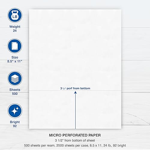 Miniatura 4 de PrintWorks Professional Papel perforado de 3 12", 2500 hojas, 24 libras, blanco (04130C)