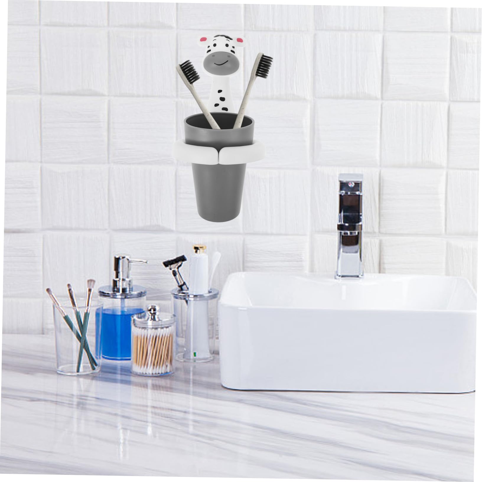 Lurrose 5 Pezzi Porta Di Spazzolino Da Denti Zebra Montato Tiene In Piedi Tazza Per Spazzolino Da Denti Da Parete Titolare Bagni Portaspazzolino Da Parete Portaspazzolino Da Bagno Plastica