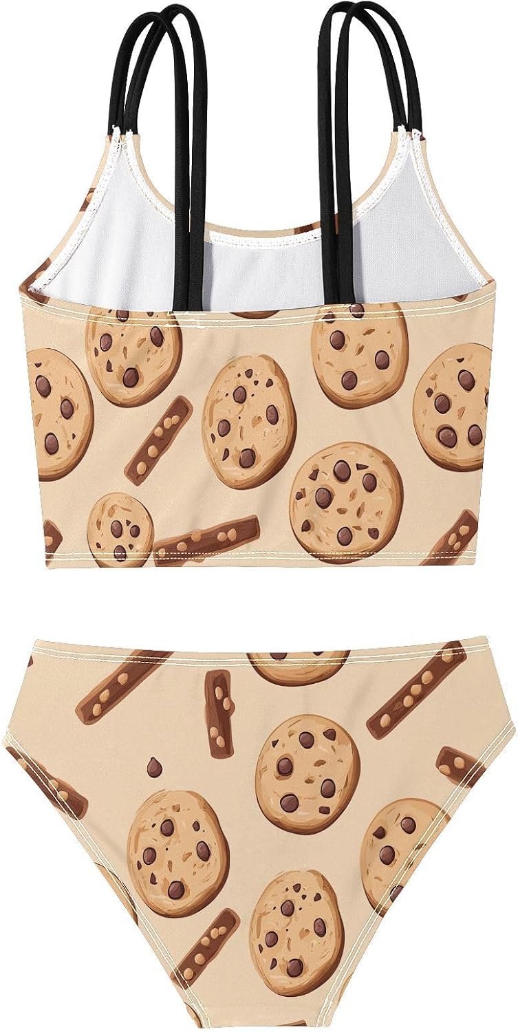 visesunny Girls Two Piece Swimsuits Cookies Desserts Girl's Bikini Sets Bathing Suits for Girls Size 5-12Y