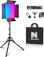 NiceVeedi 40W RGB Photography Light with 20 FX Effects, 2700-6500K Bi-Color Studio Kit, Remote & Barndoor for Video Streaming, YouTube, TikTok