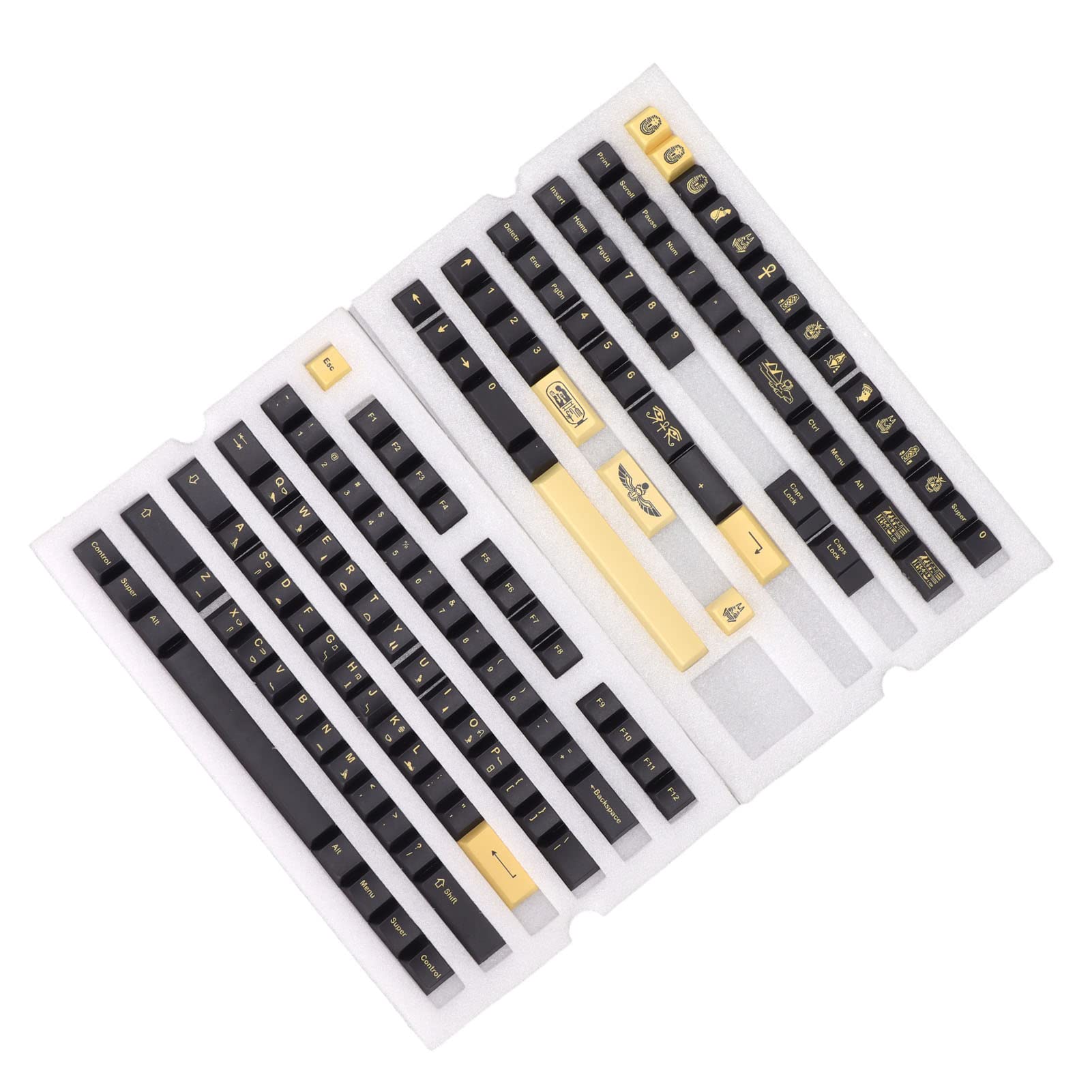 Keycaps PBT 132 Zestaw kluczy, bez liter, wysokość wiśni, egipski motyw faraonowy, DIY dekoracyjne klucze do gier dla mechanicznej klawiatury