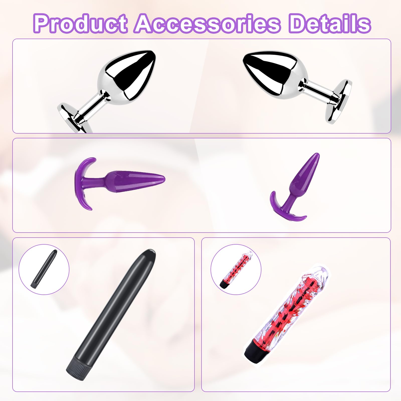 Kit de bondage SM Oziral de 26 piezas juego de bondage para cama BDSM juguetes sexuales para parejas juego BDSM para principiantes accesorios para mujeres con tapón anal juego sexual para pareja Negro