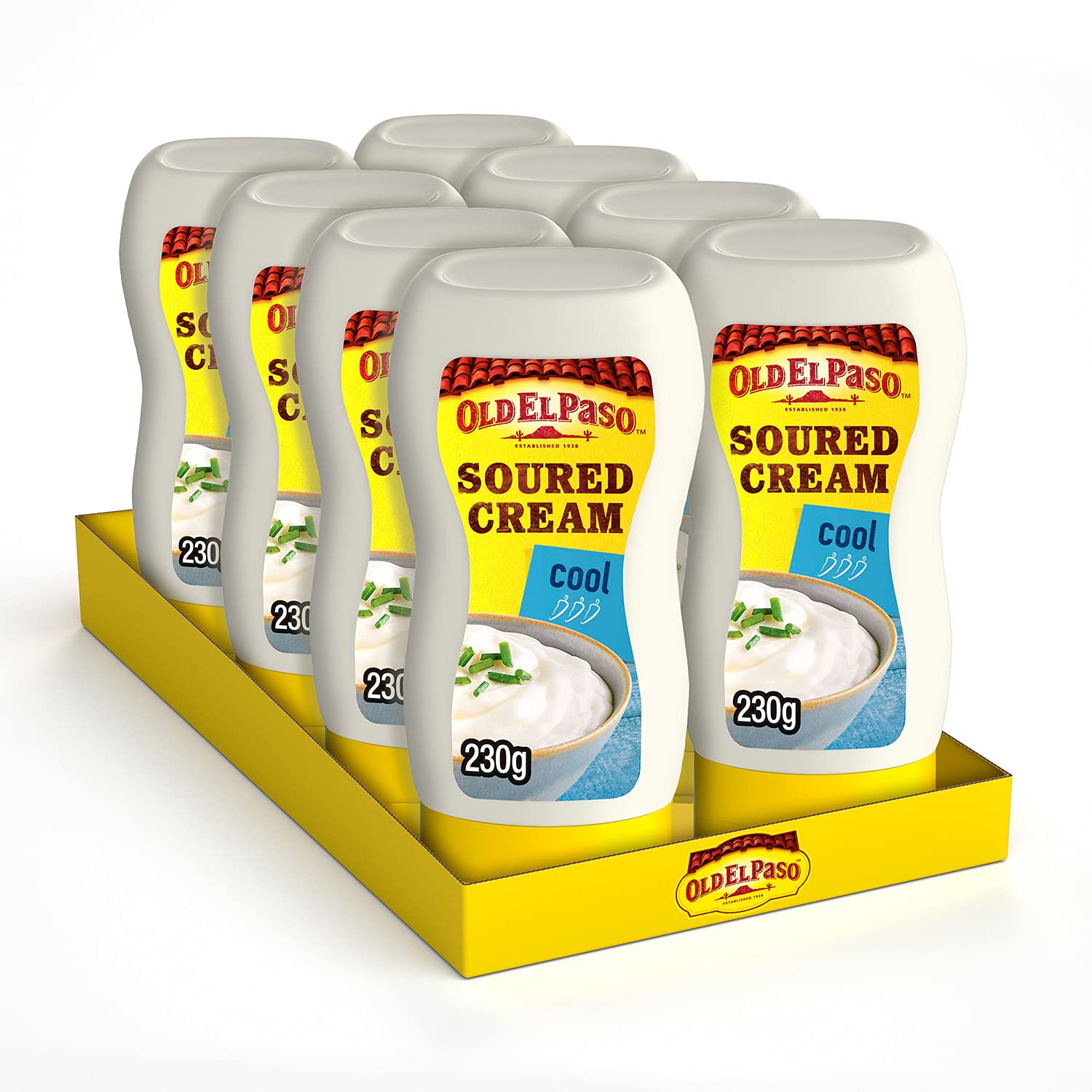 Old El Paso Squeezy Soured Cream Topping 230 g (Pack of 8)