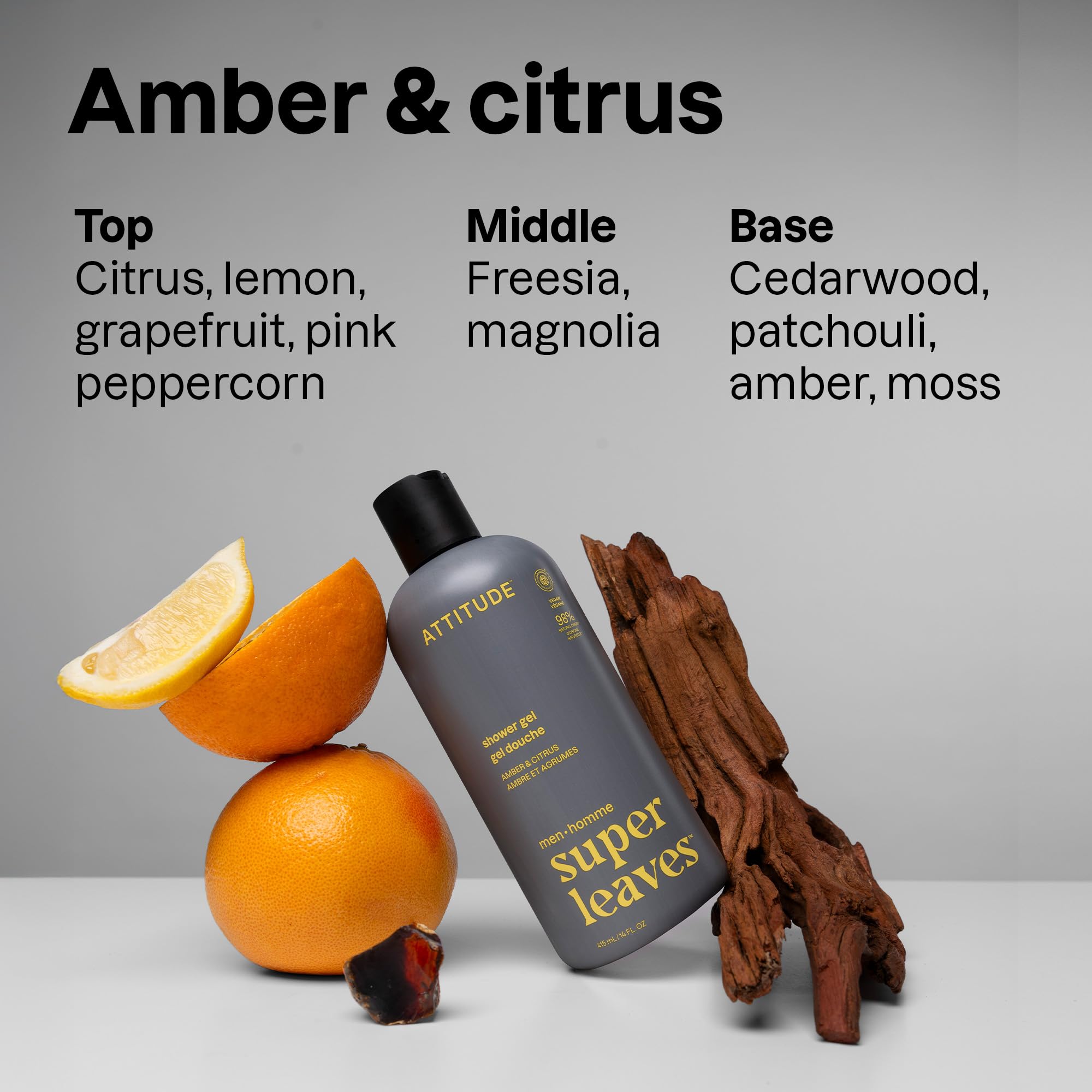 ATTITUDE Shower Gel Body Wash for Men 98% Natural Origin Ingredients, Paraben & Phthalate Free, EWG Verified - Image 2
