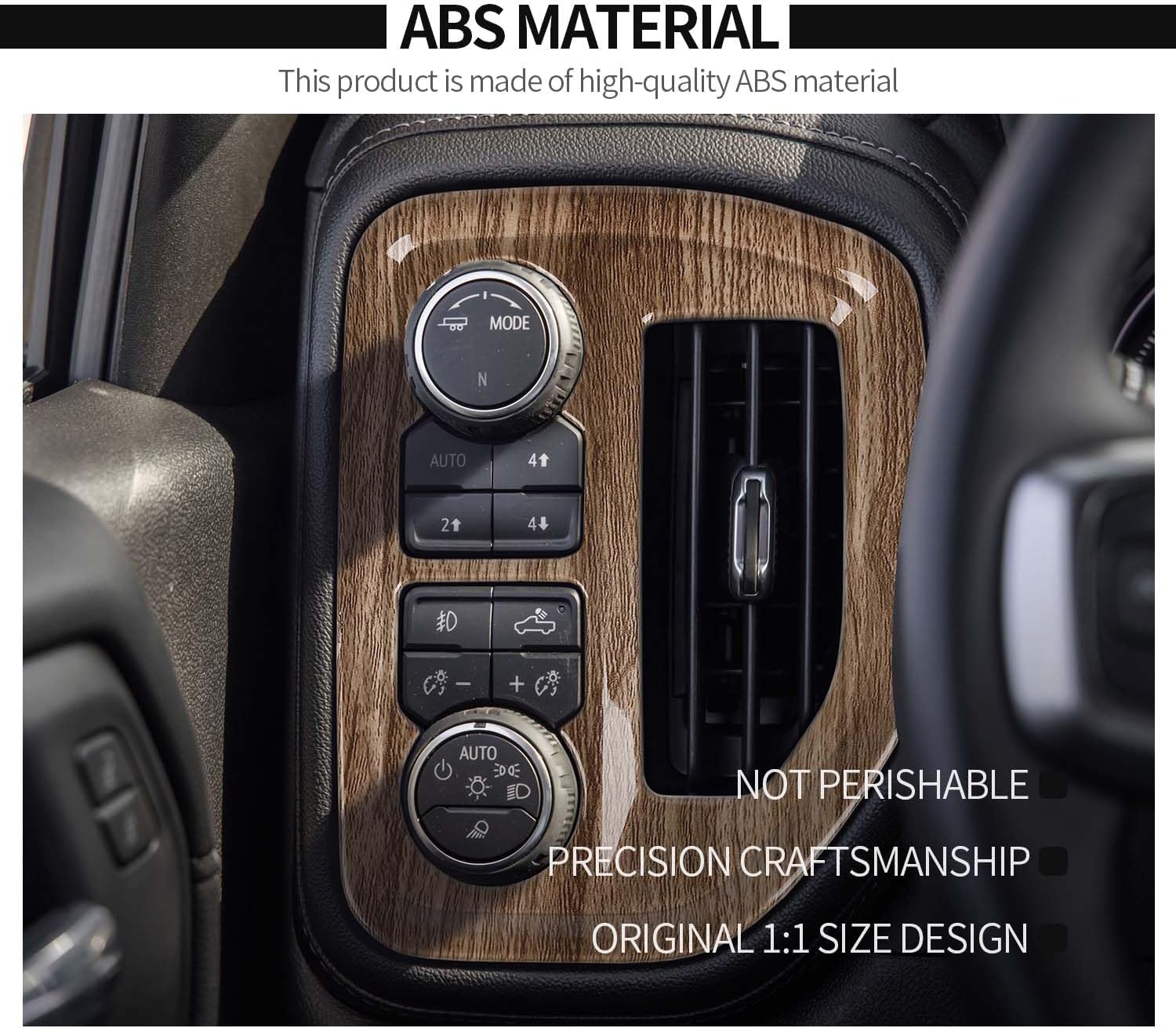Voodonala for Silverado Dash Side Air Vent Panel Cover Trim Compatible with Chevy Silverado/GMC-Sierra 2019-2022, Wood Grain