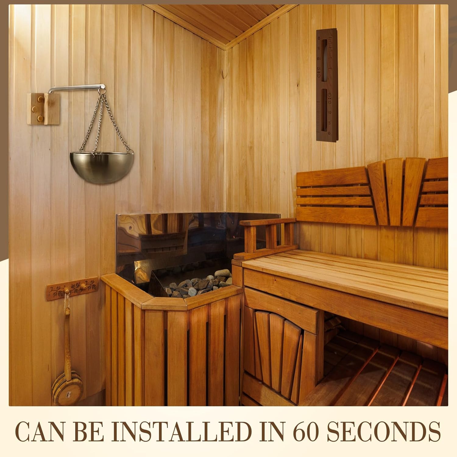 Sauna Sand Timer and Aromatherapy Bowl Set 15 Minute Timer Sauna Accessories Oil Cup Holder with Swinging Arm