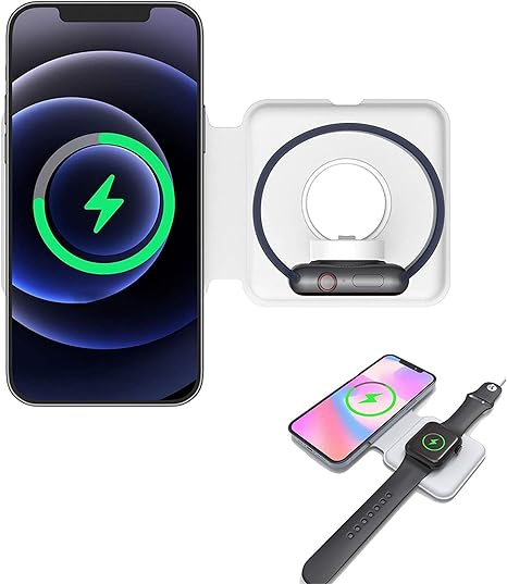 Gis 2 In 1 Folding Duo Fast Wireless Charger Qi 3 0 Pd 15w Fast Charging For