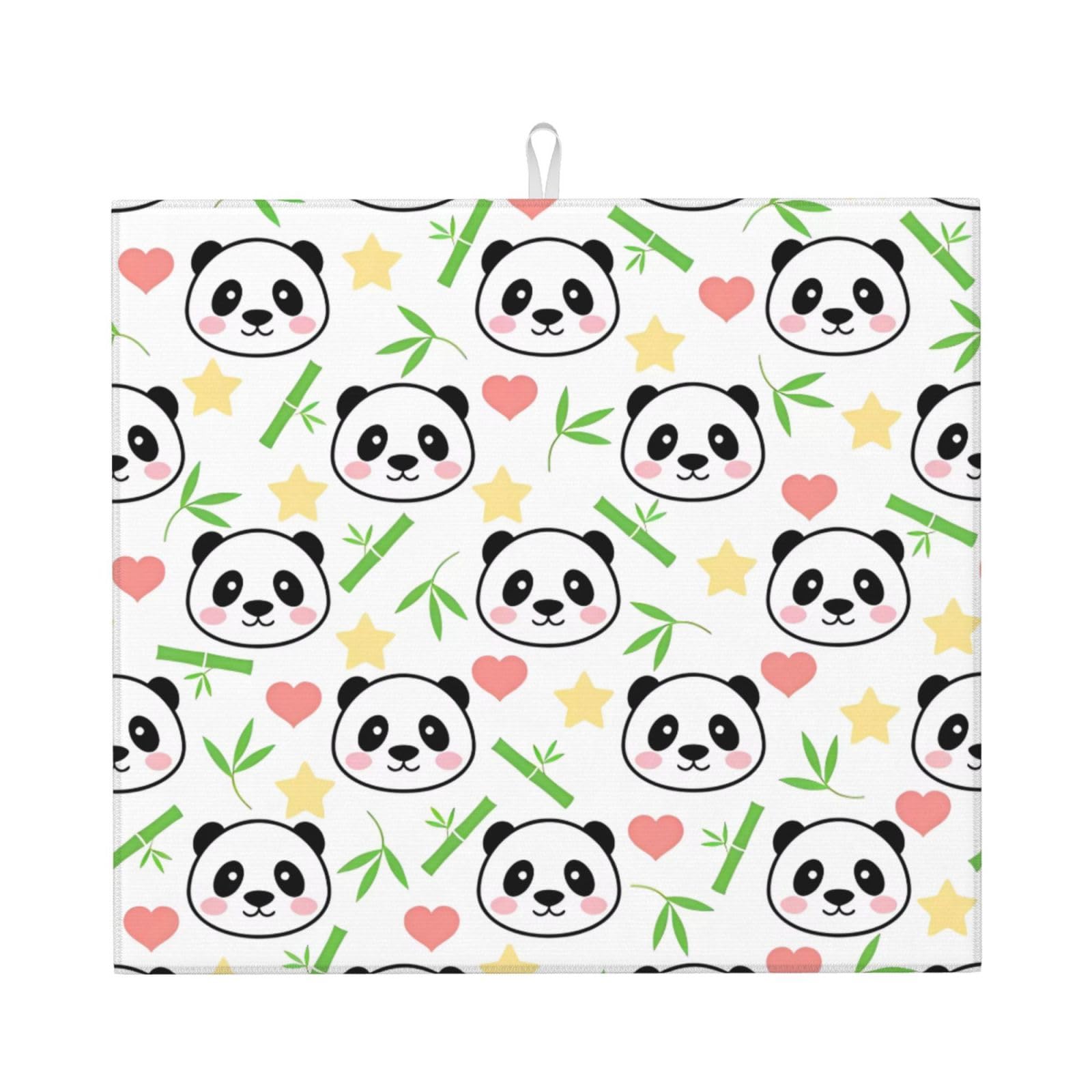 YYHHAOFA cute panda bamboo star Prints Kitchen Drying Mat – Highly Absorbent Microfiber Throw, Non-Slip Counter Cover for Dishes, Fade-Resistant Print & Appliance Protection