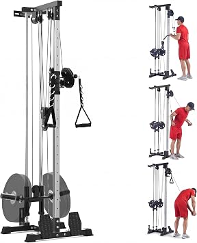 LAT Pull Down Machines, 20-Position Wall Mount Cable Machine, Dual Pulley Cable Machine, Pulldown & Low Row Dual Station System with Accessories for Cable Crossover, Row, Chest Press & Leg Exercises |
