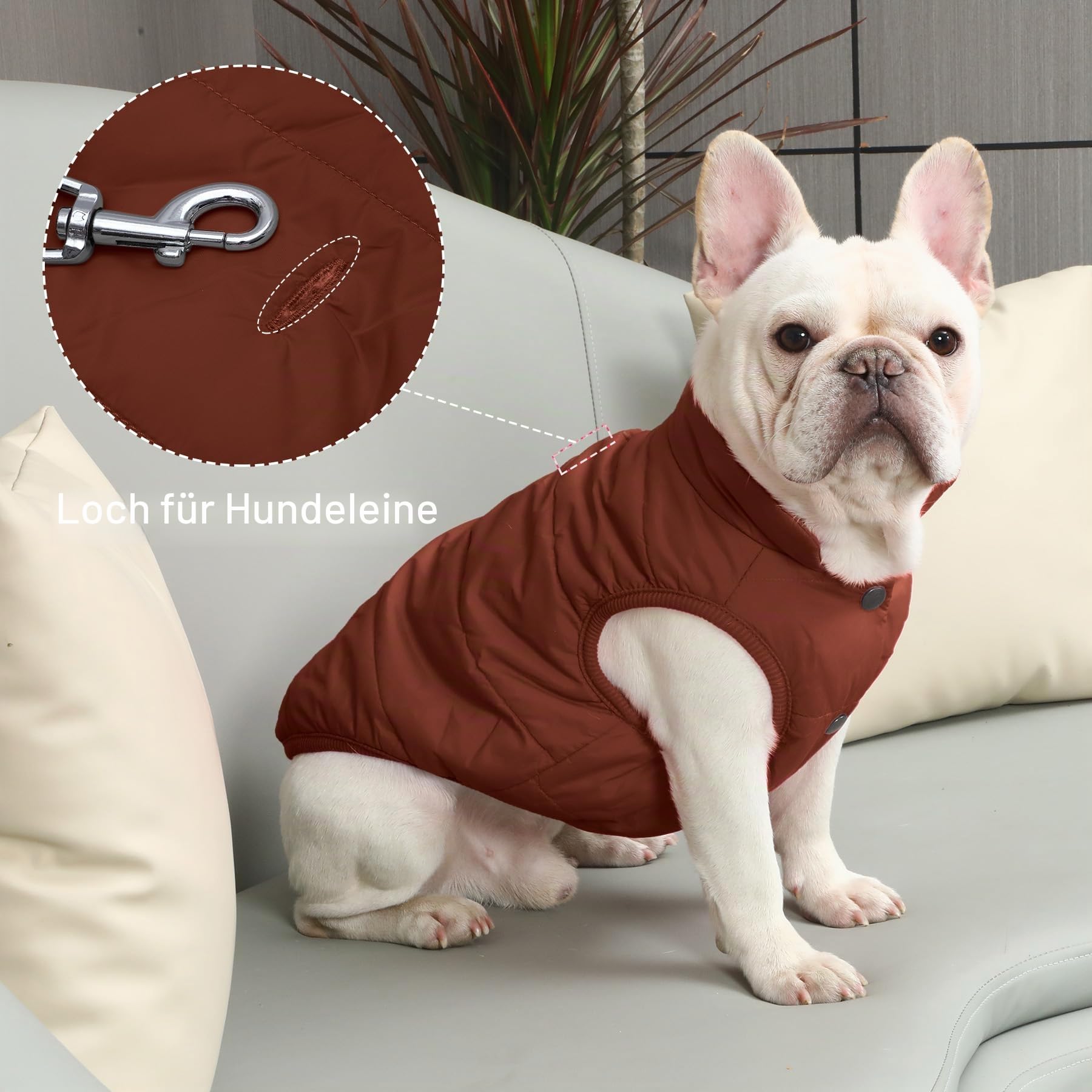 JoyDaog 2-lagige mit Fleece gefütterte Hundejacke, sehr warm für Winter und kaltes Wetter, extraweiche, winddichte Hundeweste,braun,L