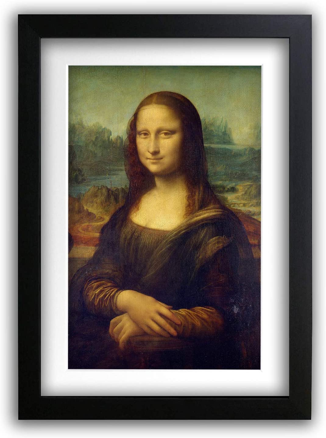 HWC Trading A3 FR The Mona Lisa by Leonardo da Vinci this Famous Gallery Artwork Painting Makes an Excellent Gift or Decorative Piece for any Home - A3 Framed