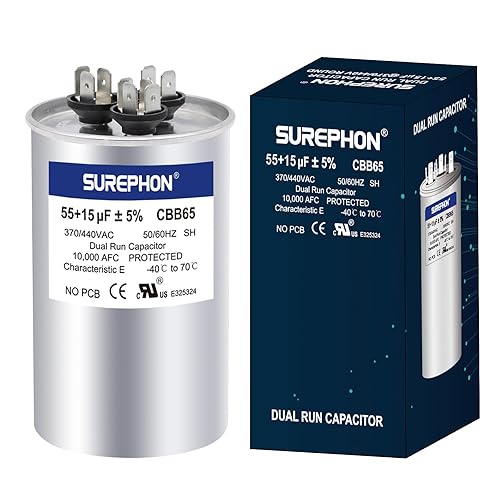 Miniatura 17 de 40+5 uF 40/5 MFD ±5% 370V/440VAC Condensador de Arranque y Funcionamiento Dual CBB65B Funciona para Motor de Ventilador de Unidad de Aire