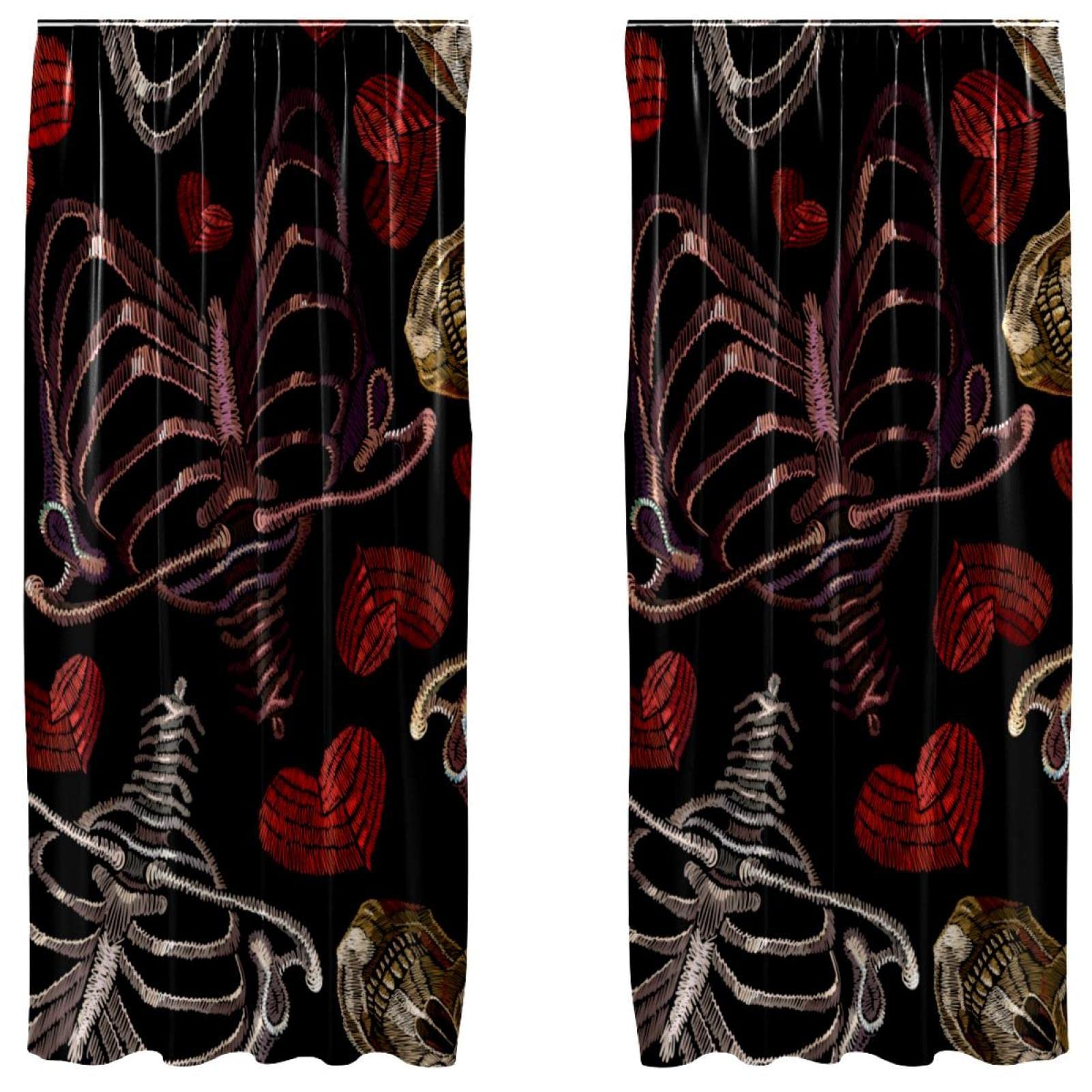 Cortinas de calavera Halloween 55x84: decoración de salón