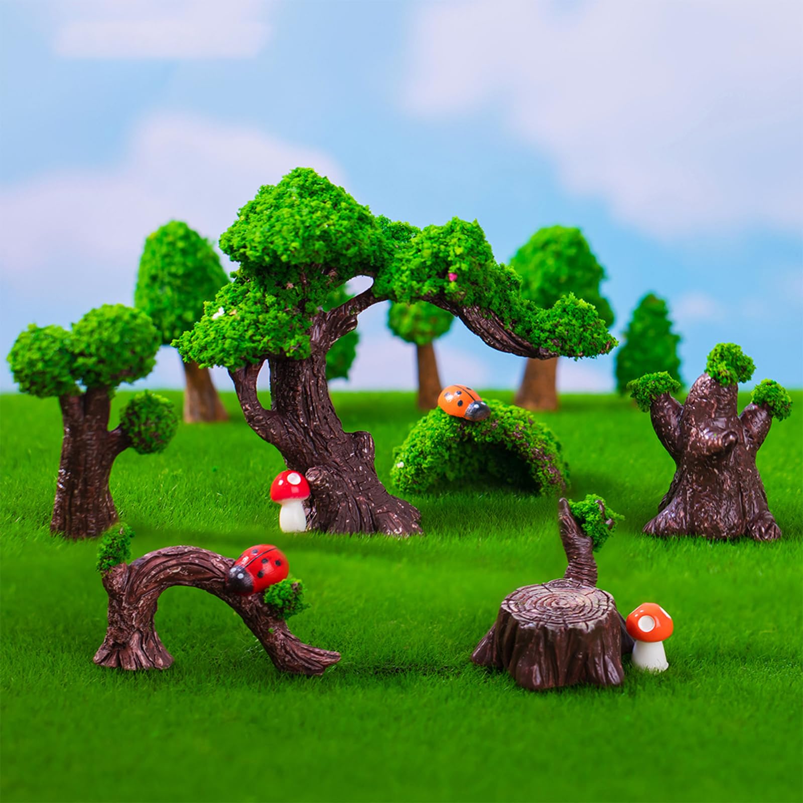 Cayway Miniaturowy ogród wróżki Zengarten akcesoria, 19 sztuk, mini narzędzia rolnicze, zestaw miniaturowych ozdób, miniaturowa dekoracja ogrodowa do miniaturowych akcesoriów ogrodowych