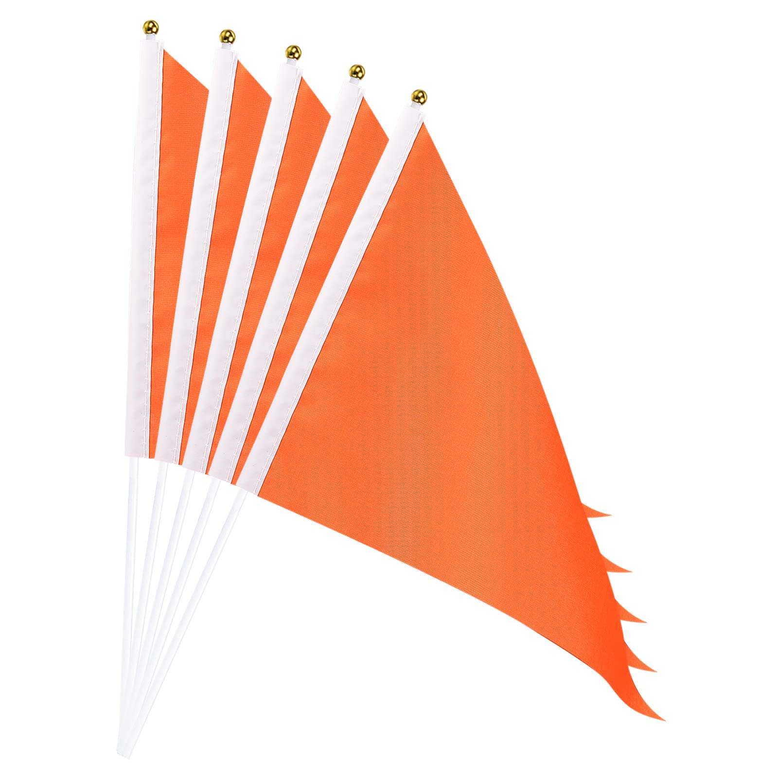 sourcing map Orange Flag Stick Hand Held Small Mini DIY Flag Banner 11.8 Inch x 7.8 Inch Triangle for Festival Events Party Decoration Pack of 25