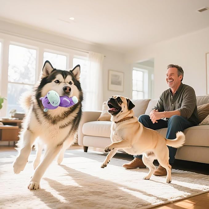 Juguete de Peluche Squeaky para Perros, Hipopótamo con Sonido Crinkle miniatura 6