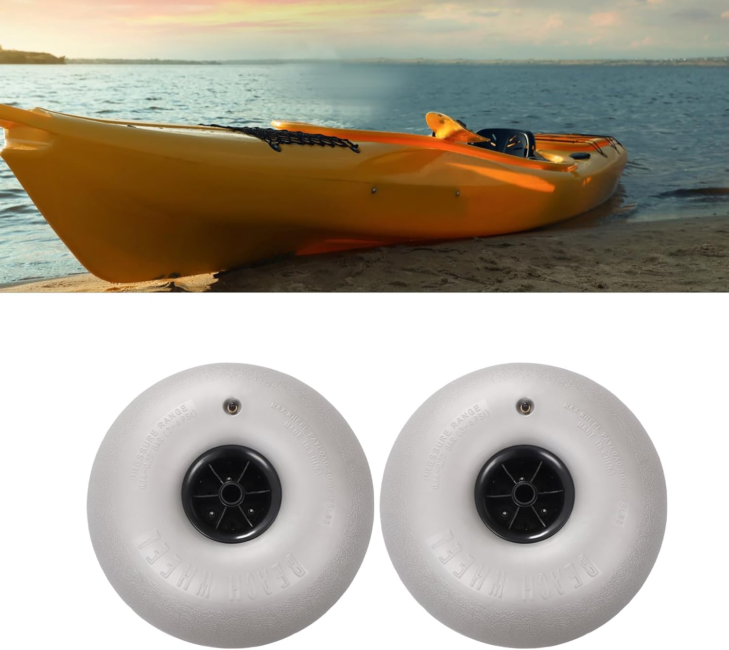 Balloon Beach Wheels Replacement Beach Tires, for Beach Wheels, Kayak Dolly Trailer Trolley Transport Cart, 2pcs 10" /16"