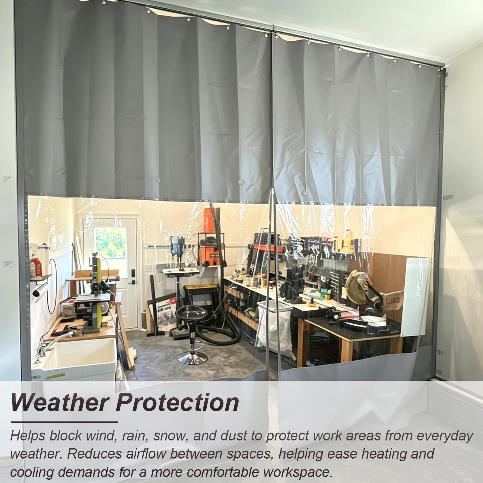 Telo PVC Trasparente Tenda di Separazione Industriale Trasparente Garage | Tende da Garage Antispruzzo per Cabina Verniciatura, Tende Impermeabili in PVC per Area Lavaggio(W5xH2.7m/16.4x8.9ft)