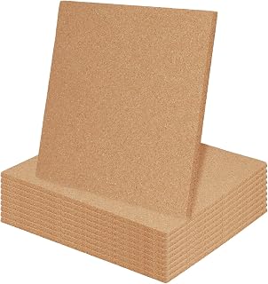 10 Stück 6 mm selbstklebende Korkplatten, 21 cm, quadratische Korkfliesen für Wände, Dekoration, Bastelarbeiten