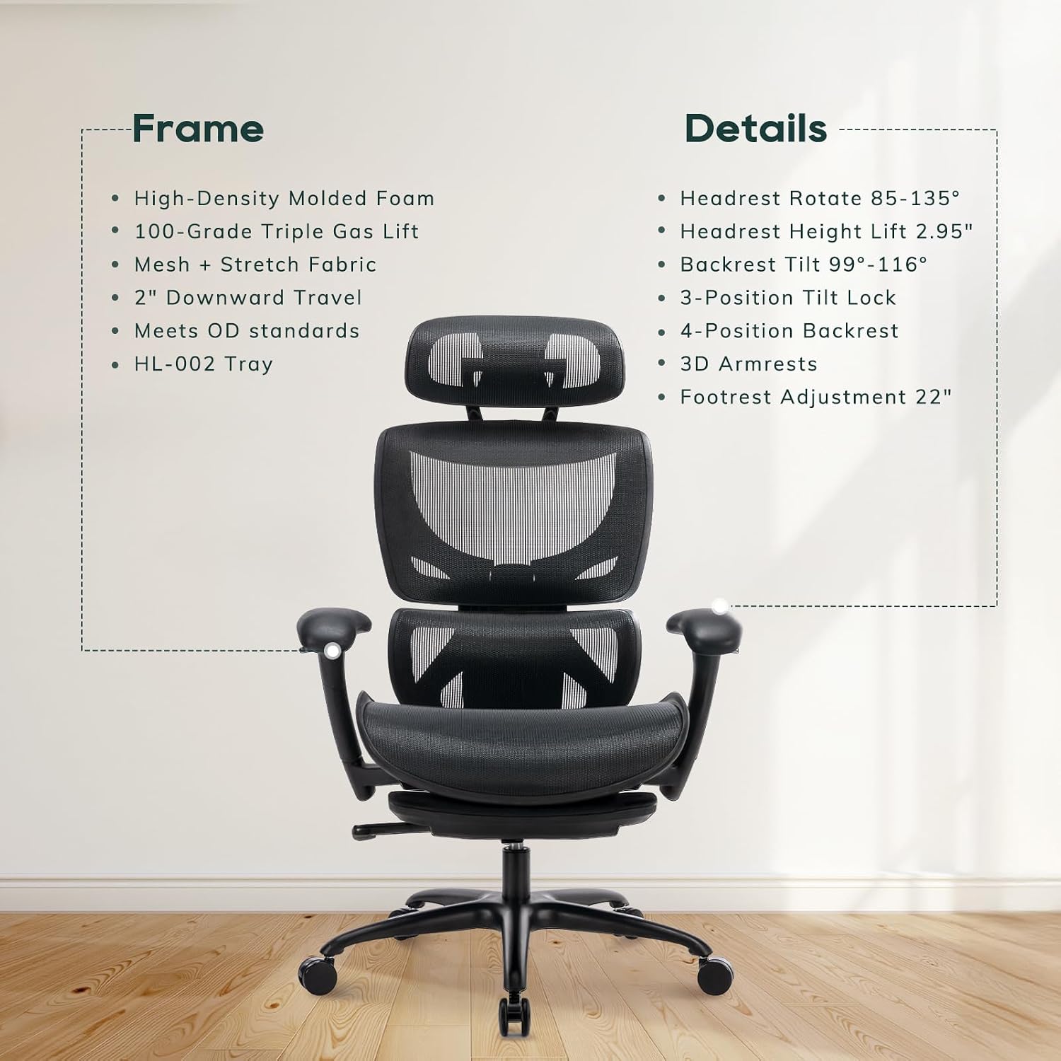 COLAMY AERIX Futuristic Mesh Ergonomic Office Chair, Black