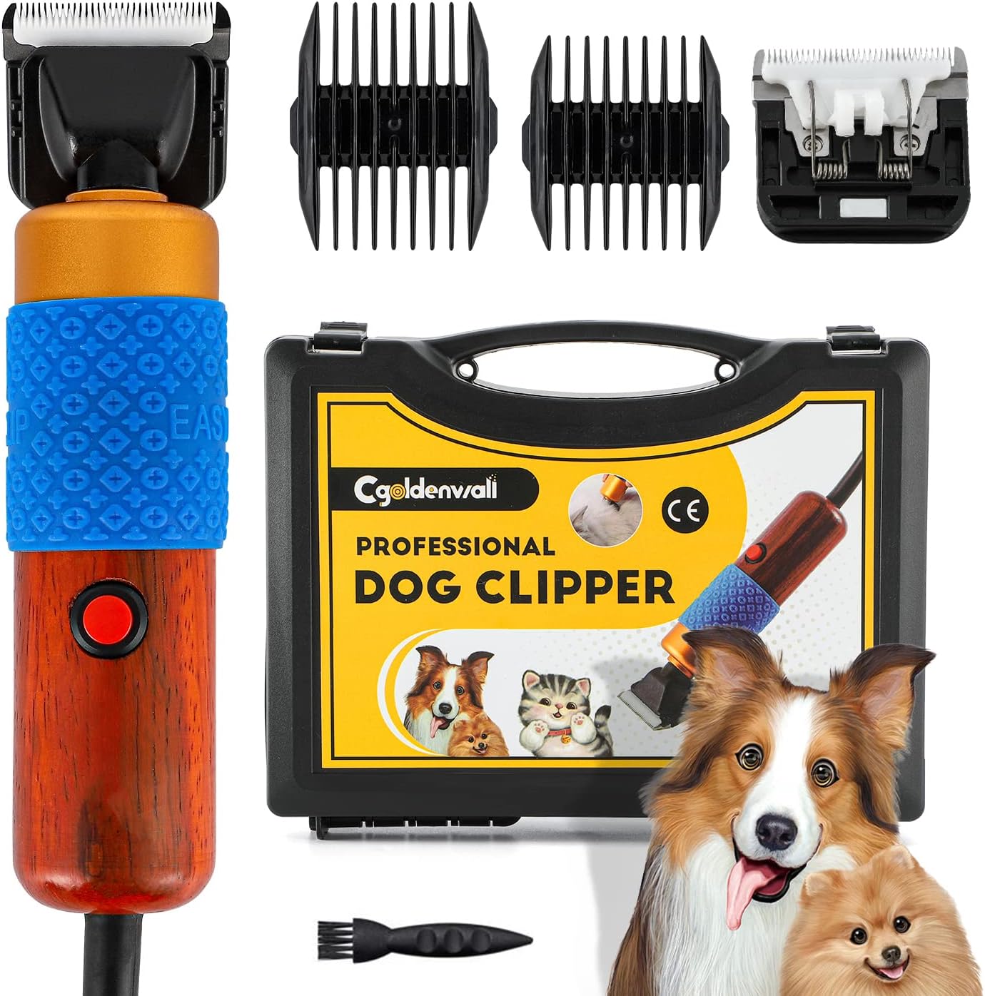 CGOLDENWALL Dog Hair Clipper for Grooming 200W Pet Clipper Kit with Spare Blade, Low Noise&Vibration, Animal Grooming Trimmer for Cat Sheep Dog 110-240V