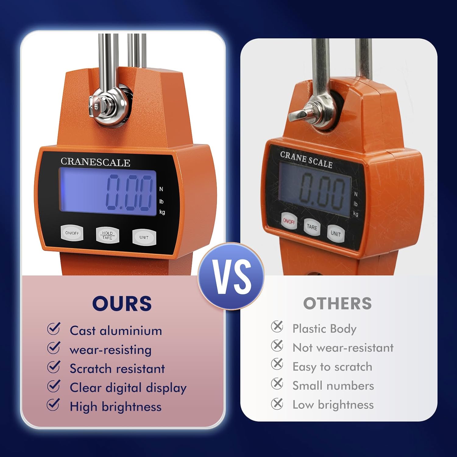 Digital Hanging Crane Scale - 880 Lb/400 Kg Capacity With LCD Display