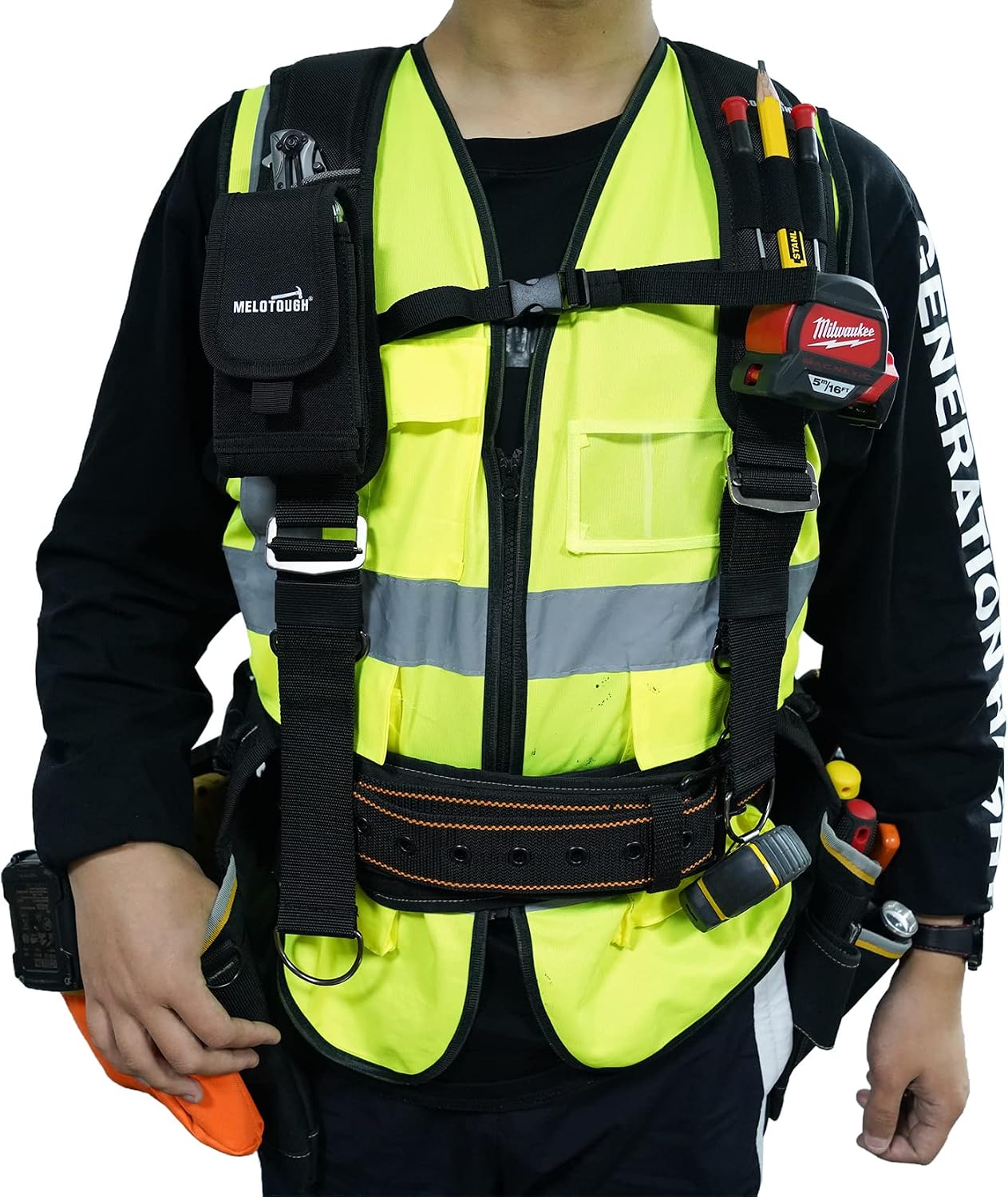 MELOTOUGH Work Padded Suspenders Tool Belt Suspenders with Magnetic Wristand For Work Belt Suspenders