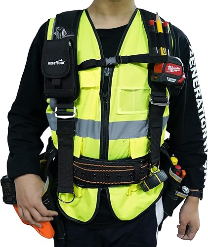 Miniatura 6 de MELOTOUGH Tirantes de cinturón de herramientas, tirantes de bolsa de construcción, tirantes de cinturón de trabajo acolchados resistentes para