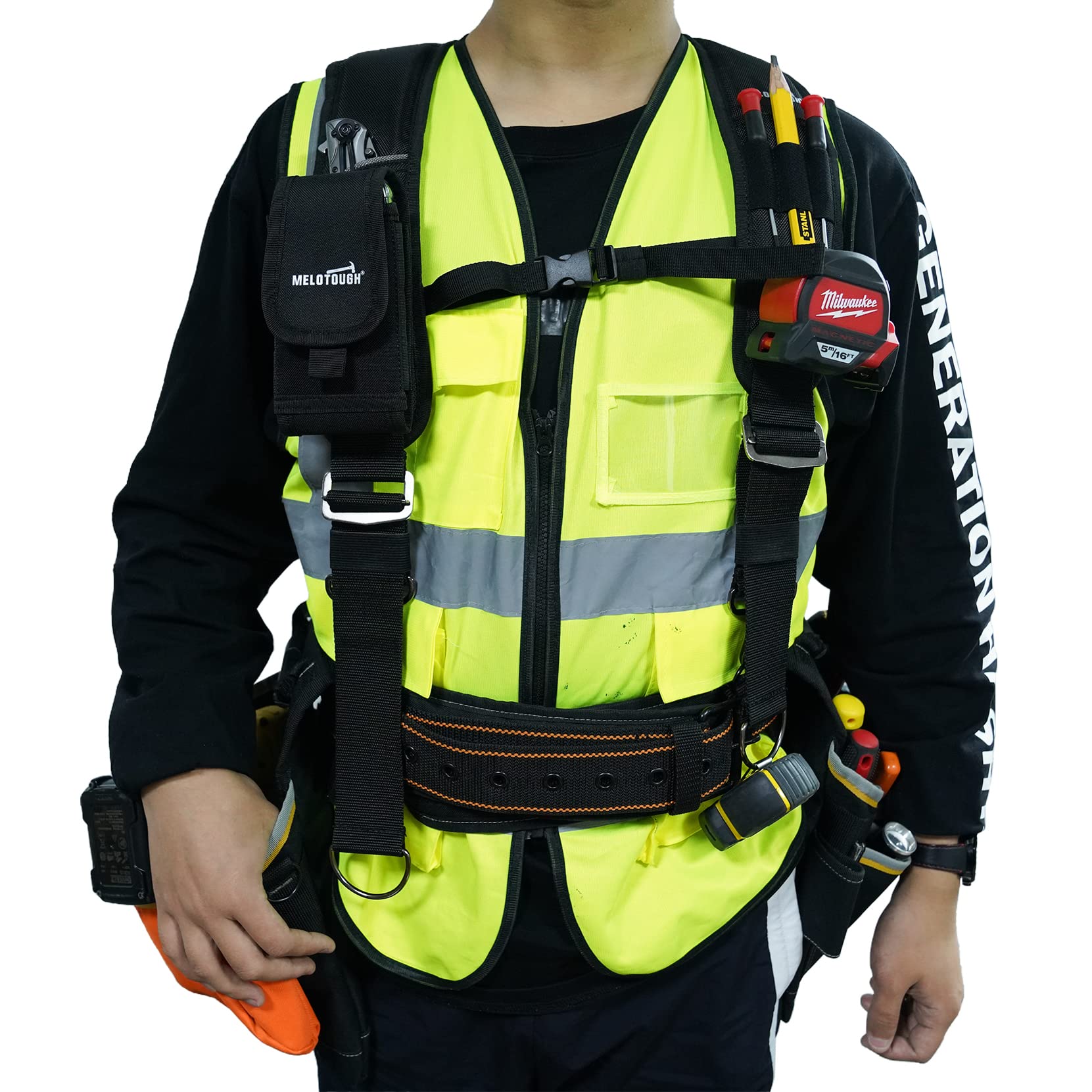 MELOTOUGH Tool Belt Suspenders Construction Bag Suspenders Heavy Duty Padded Work belt Suspenders for Carpenter/Electrician/Roofing/Farmer work Suspension Rig - Image 3