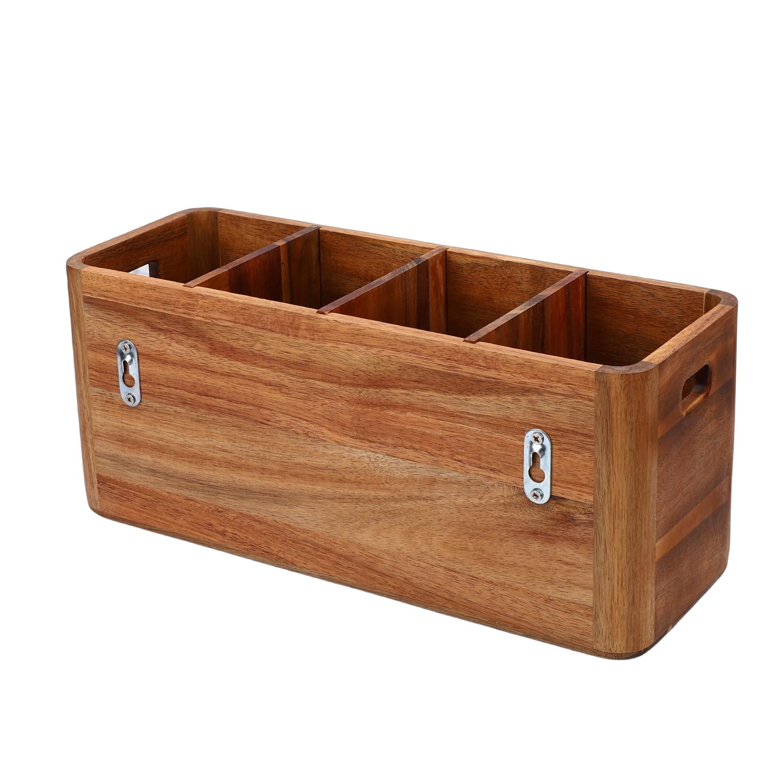 Ausla Utensilienhalter, Küchenutensilienhalter aus Holz mit 4 Fächern, Herausnehmbaren Trennwänden, Besteck-Organizer für Löffel, Gabeln und Kochutensilien, 15,75 X 5,91 X 6,69 Zoll