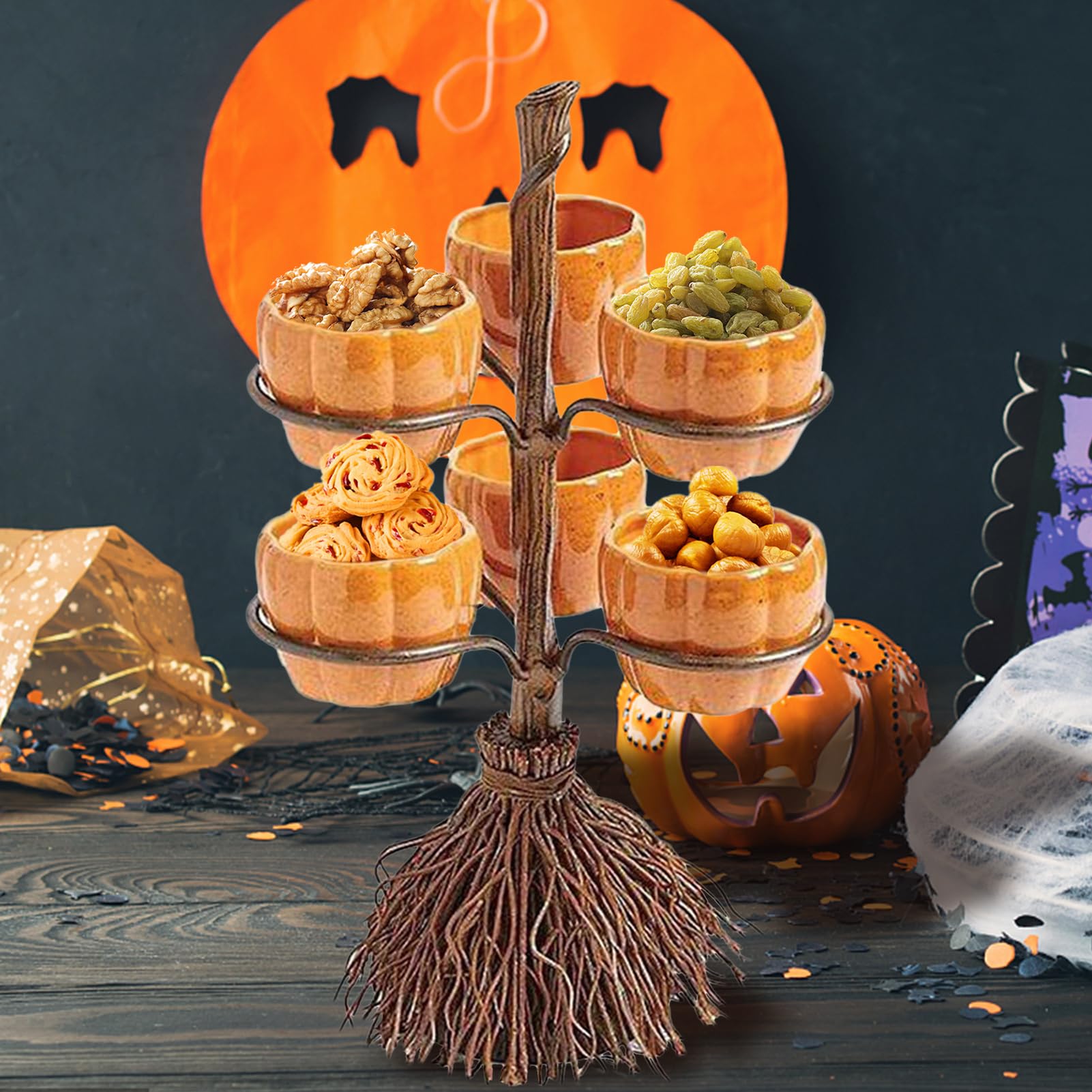 Bol de bonbons d'Halloween | Supports de bols à collation à la citrouille | Plat à friandises pour servir des collations Salade Dessert Fournitures de fête d'Halloween Décoration de la maison