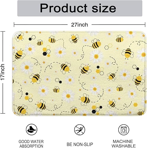 Miniatura 9 de Tapete de baño de cachemira de imitación de hongos, goma antideslizante, absorbente, suave, para bañera, ducha y fregadero (17 pulgadas de ancho x