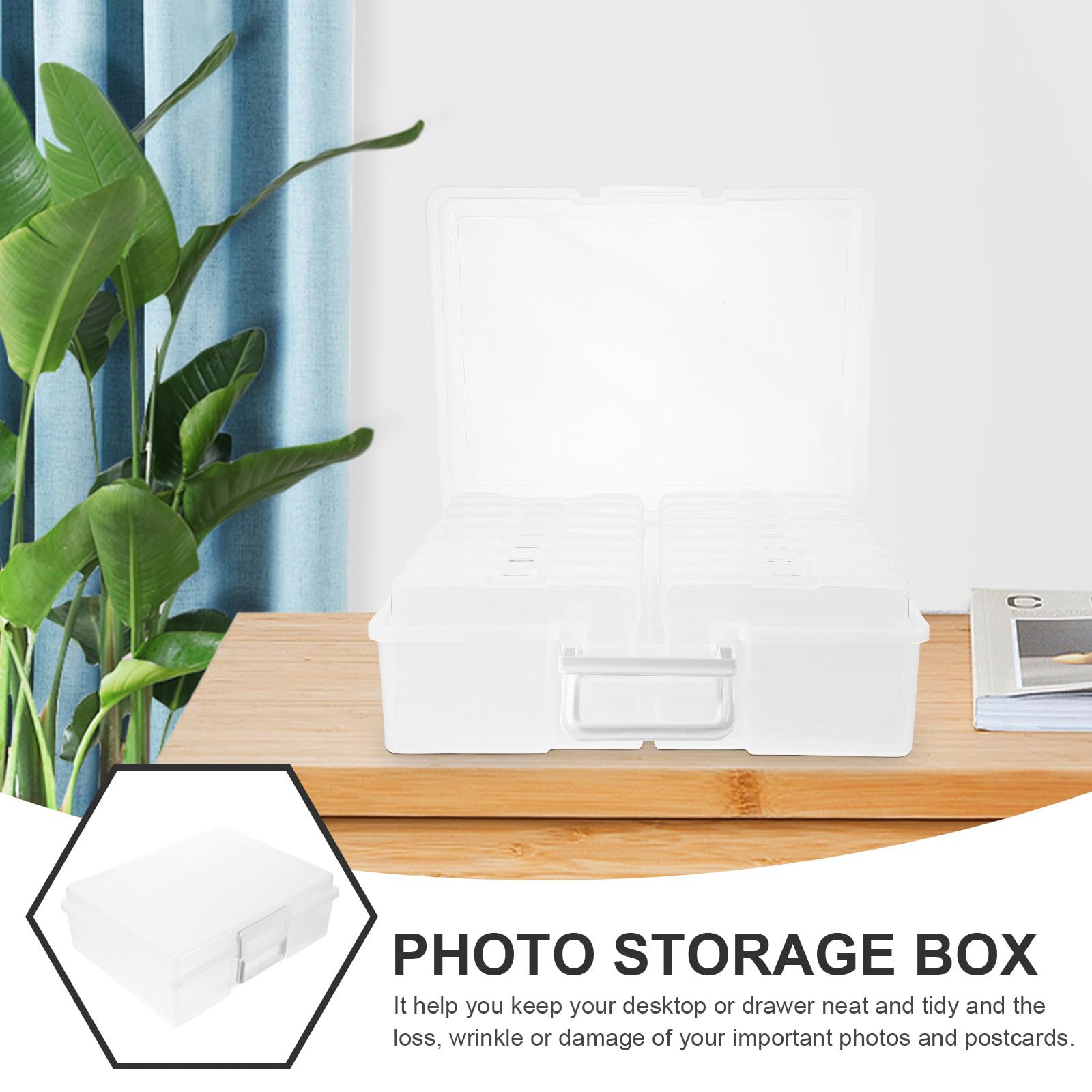Caja de Almacenamiento para Fotos 4x6 Pulgadas Pp Tapa, Gran Capacidad