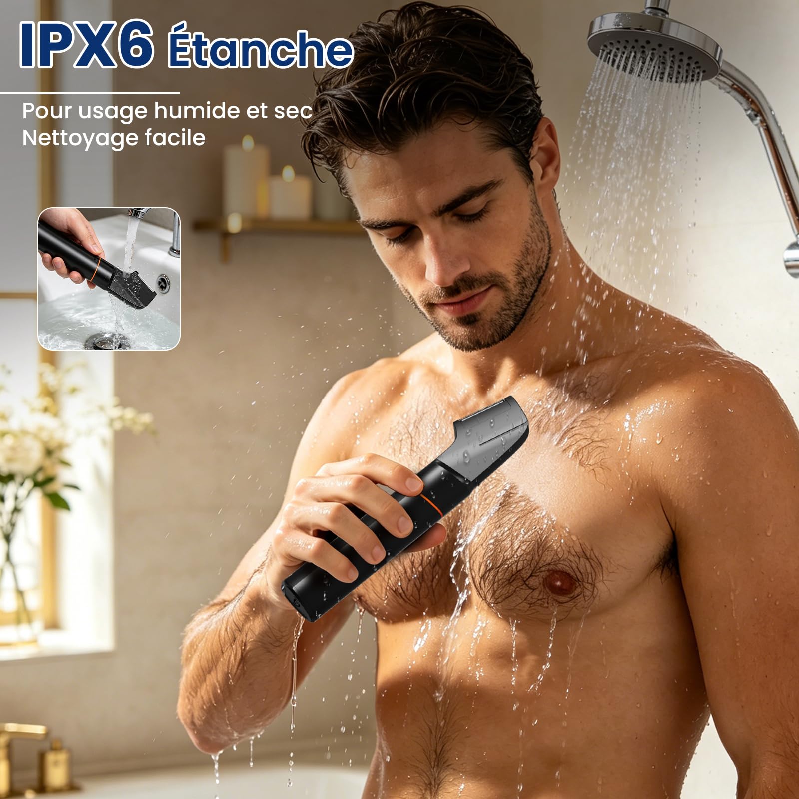 MAXGROOM Trimmer corpo uomo elettrico 4 in 1 multifunzione tosaerba intimo uomo, 7000 RPM rasoio parte intima professionale, IPX6 impermeabile, lunga resistenza USB-C
