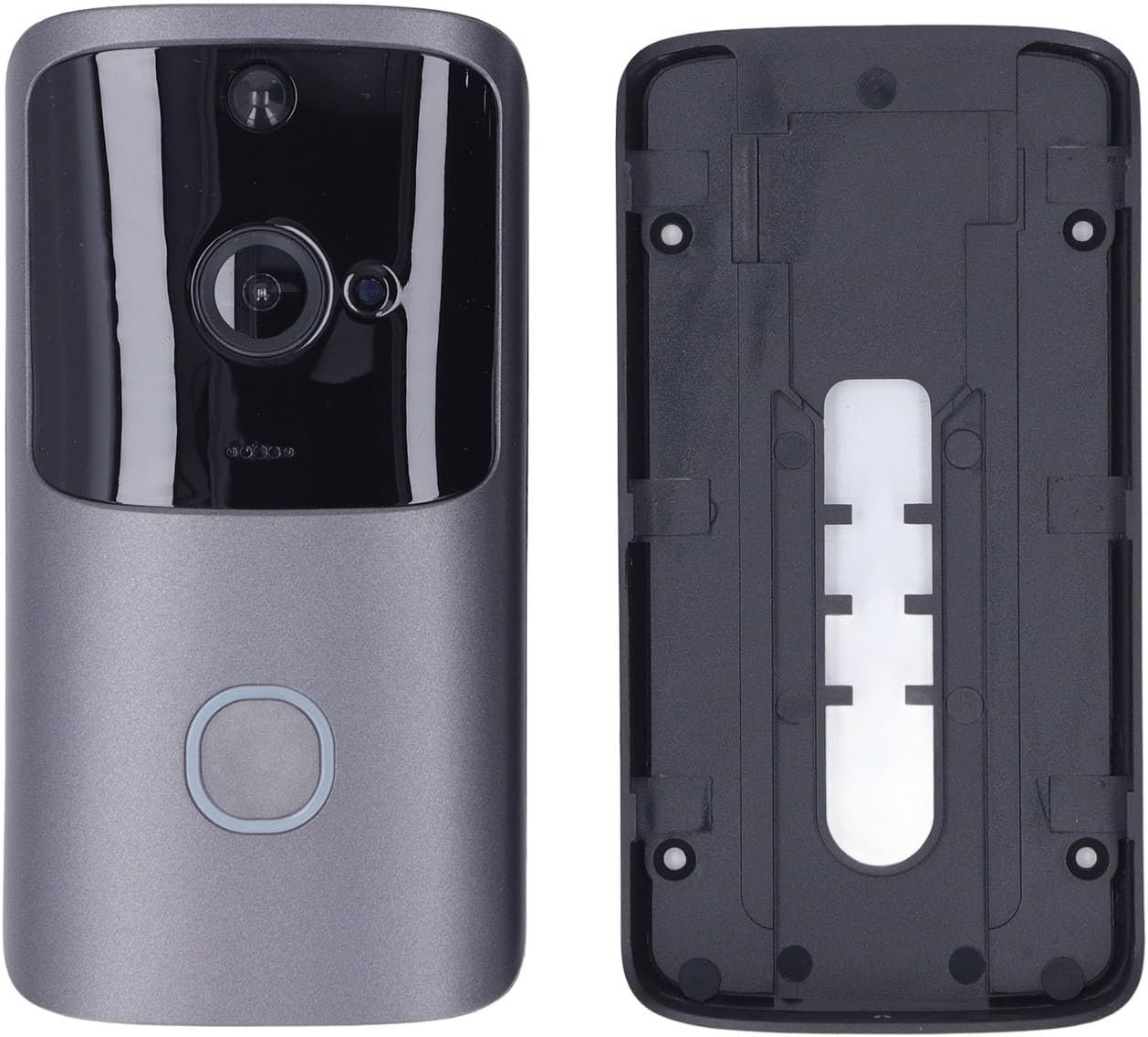 HURRISE Smart Wireless WiFi Visual Doorbell with its mounting backplate