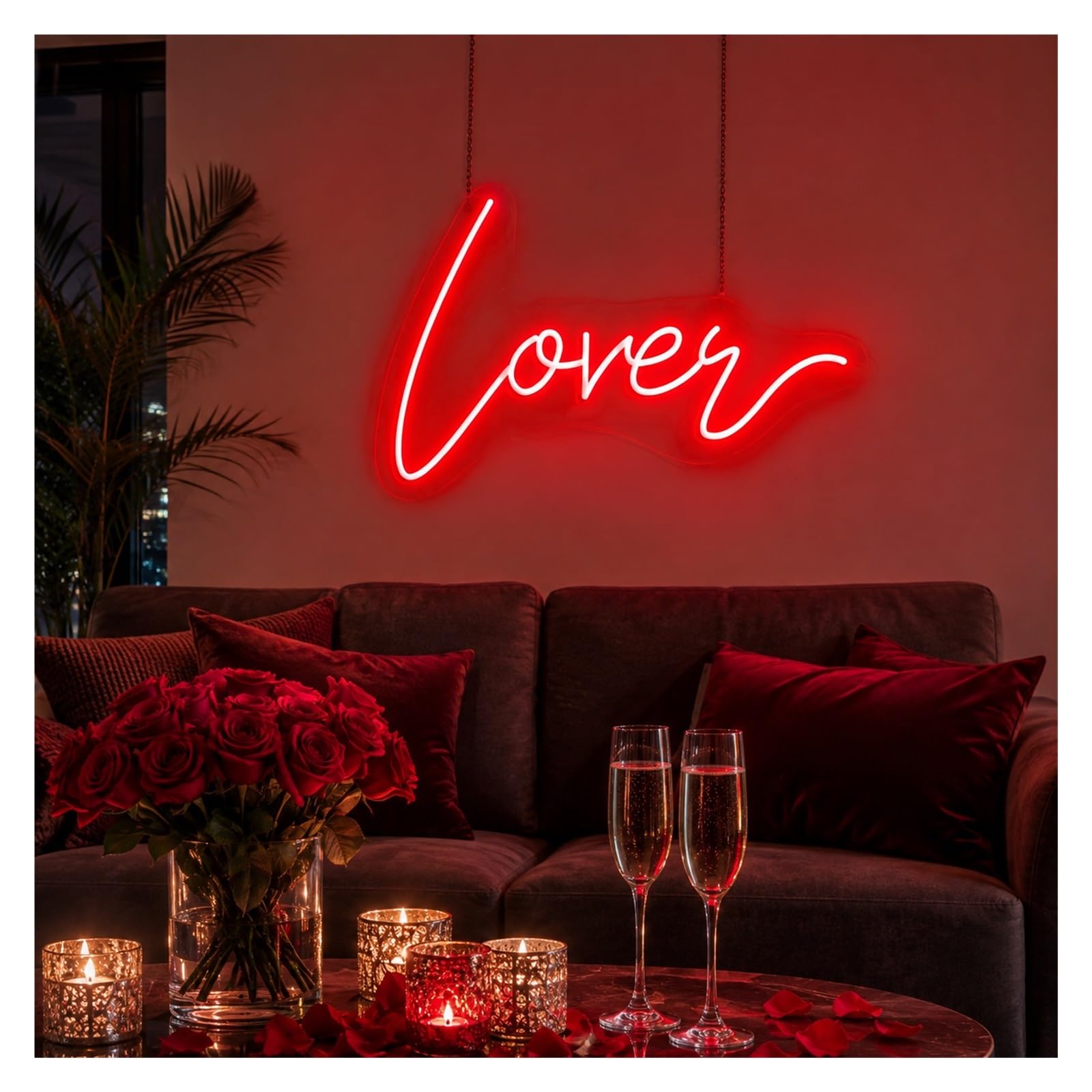Insegna al Neon Luce LED Per Insegna Al Neon Lover | Dimmerabile Per Decorazione Da Parete Per Camera Da Letto, Matrimonio, Fidanzamento, Coppia, Festa, 38cm