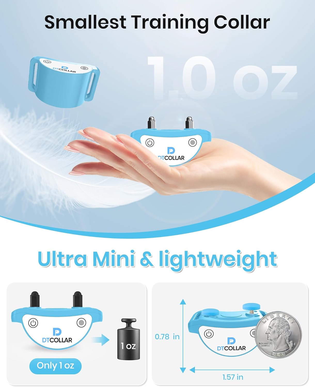 Mini Cat Shock Collar with Remote, Pocket-Sized 3300Ft Cat Training Collar with Shock/Vibration/Beep Vibration&Beep 4 Modes, Ultra-Small Waterproof Shock Collar for Cats with 200-Level for Misbehavior