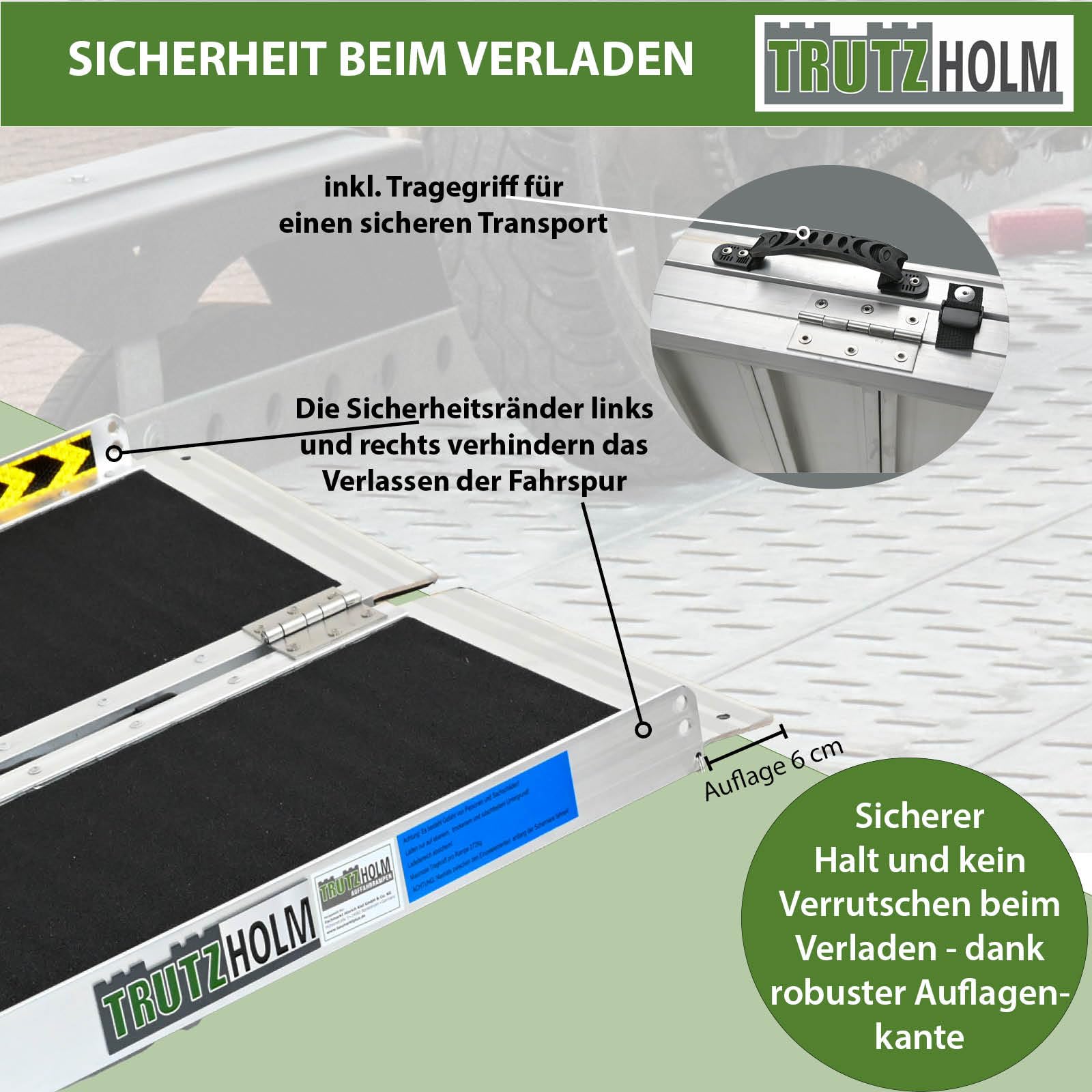 TRUTZHOLM Alu Rollstuhlrampe klappbar 91 cm Traglast 272 kg schwarz/grau Antirutsch beschichtet Auffahrrampe
