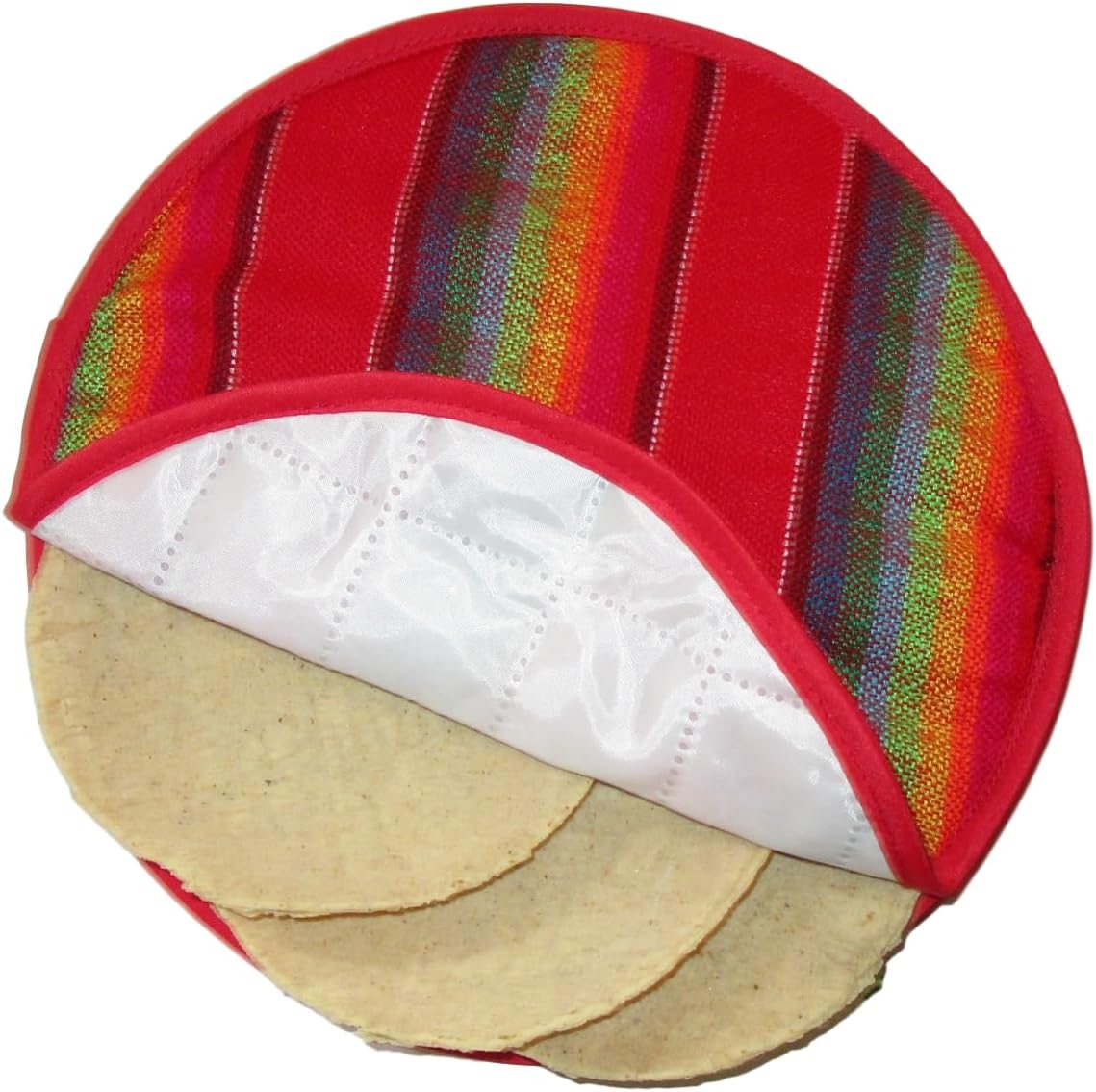Tortilla Warmer Pouch, Microwave Tortilleros Mexicanos, Multicolor, Round, 4 Pack