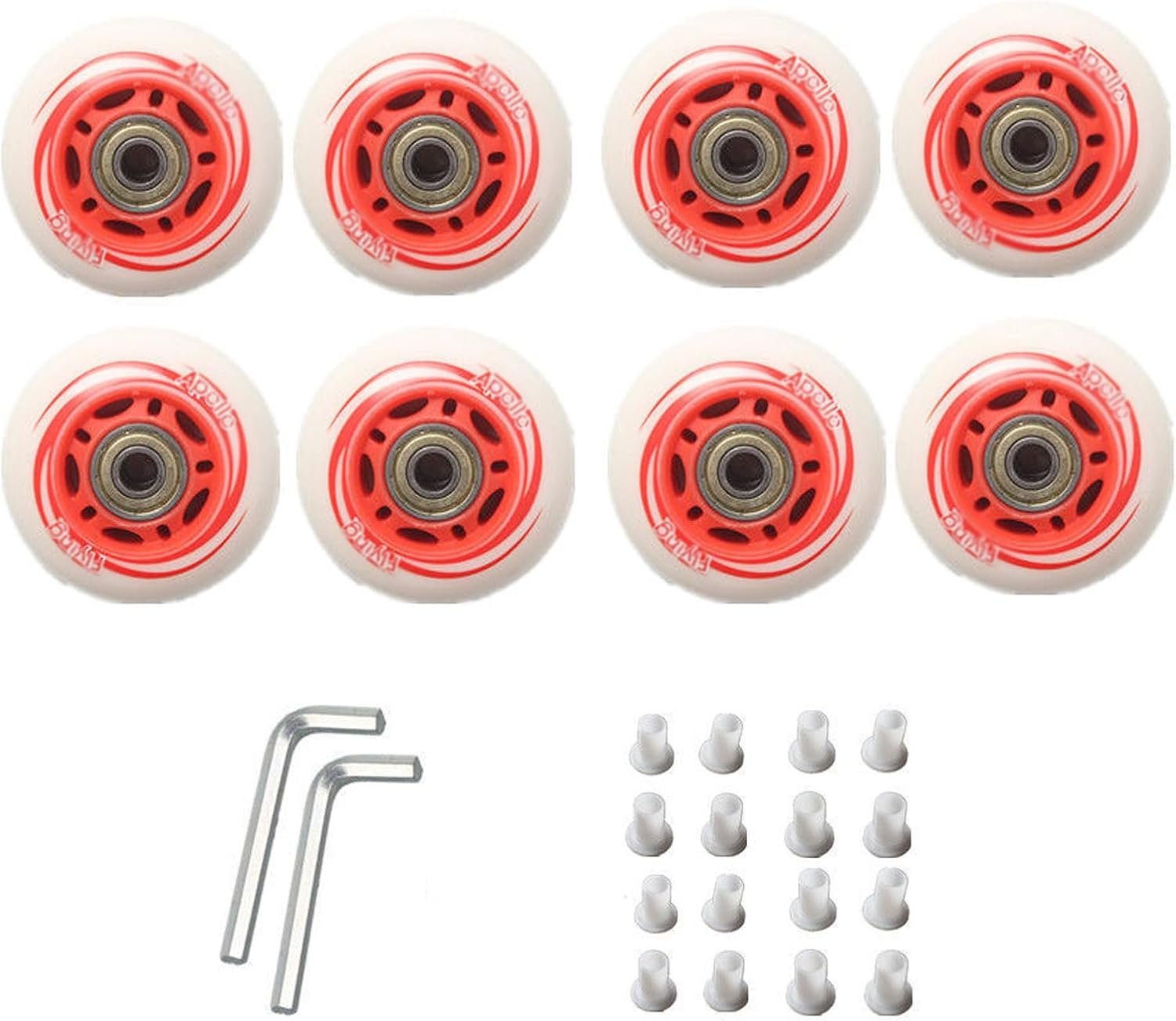 Inline Skate Replacement Wheels Outdoor & Indoor 8 Pack 64mm/68mm/70mm 85A Inline Skate Wheels with ABEC-9 Bearing Training Wheels,White red,70mm