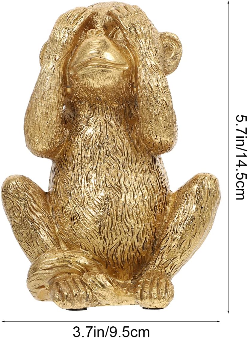 HANABASS Delicate Resin Monkey Figurine Ornament Home Desktop Decor Small Lightweight Sculpture 5.70X4.13X3.74 Inch for Living Room Office Accent
