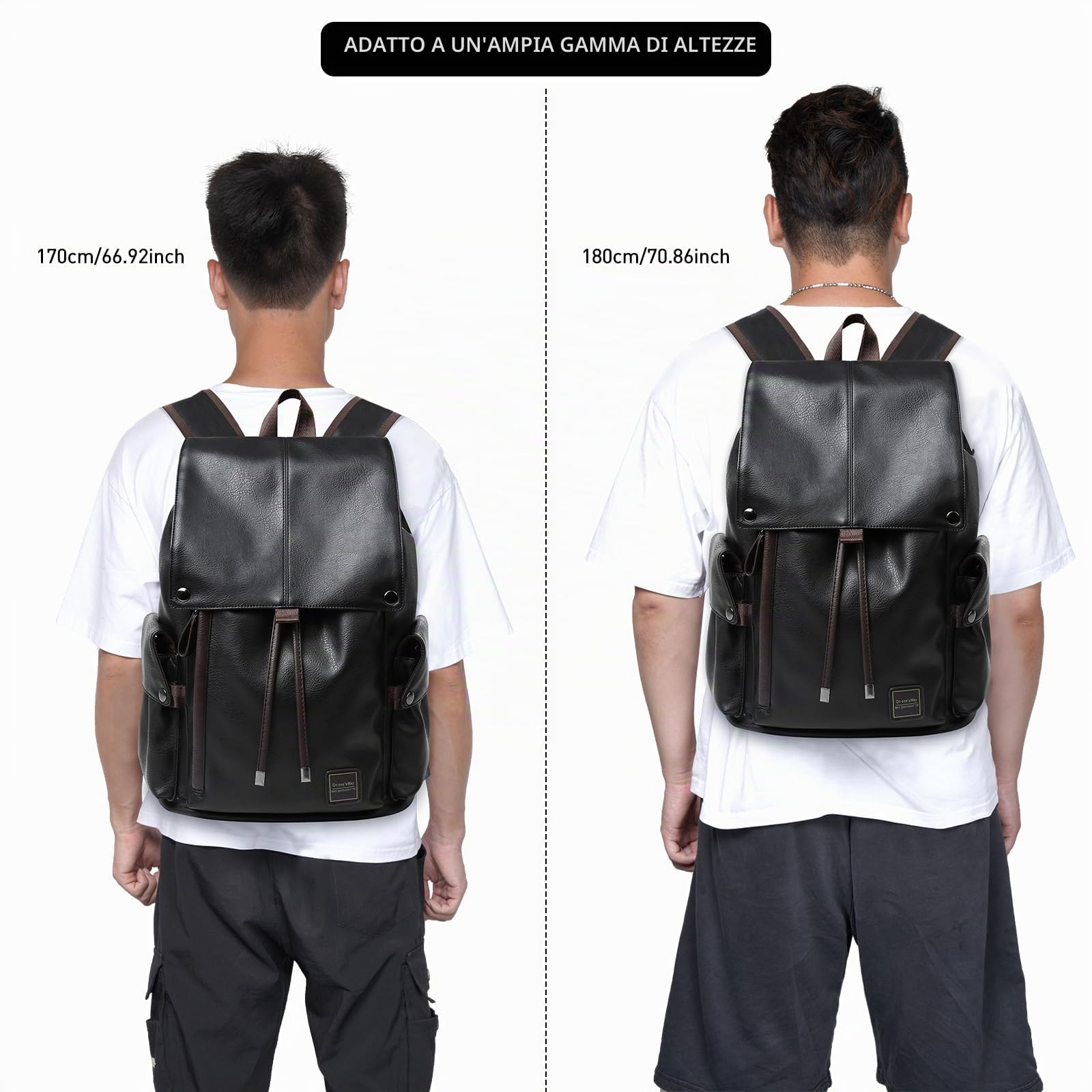 Zaino in Pelle Impermeabile per Laptop 15,6 Pollici, Vintage Elegante per Donna, Lavoro Uomo in Pelle Sintetica, Nero Con Presa USB per Affari, Scuola, Viaggi, Università