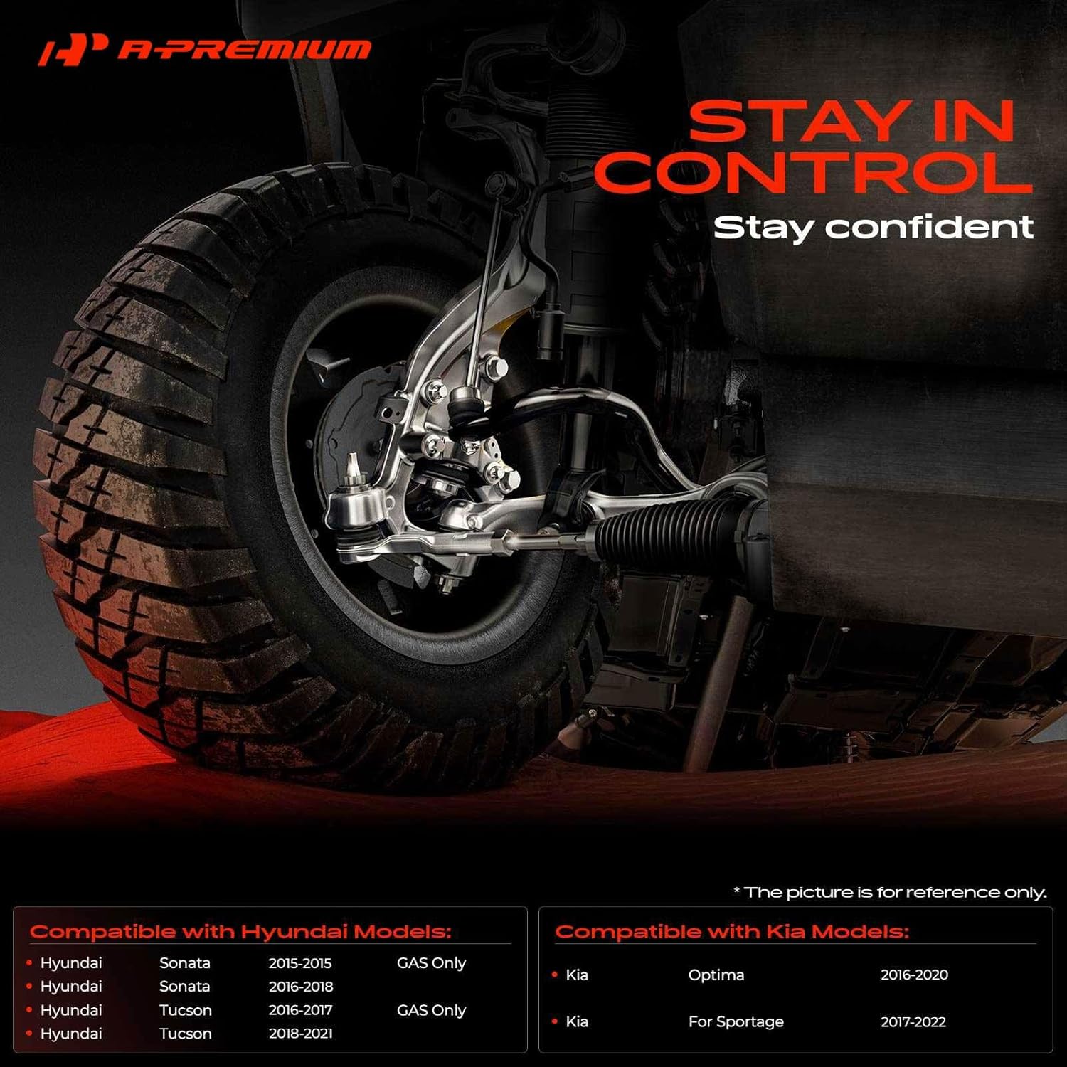 A-Premium 2 x Front Lower Ball Joint, Compatible with Hyundai Sonata 2015-2017, Tucson 2016-2021 & Kia Optima 2016-2020, Sportage 2017-2022, Without Bolts