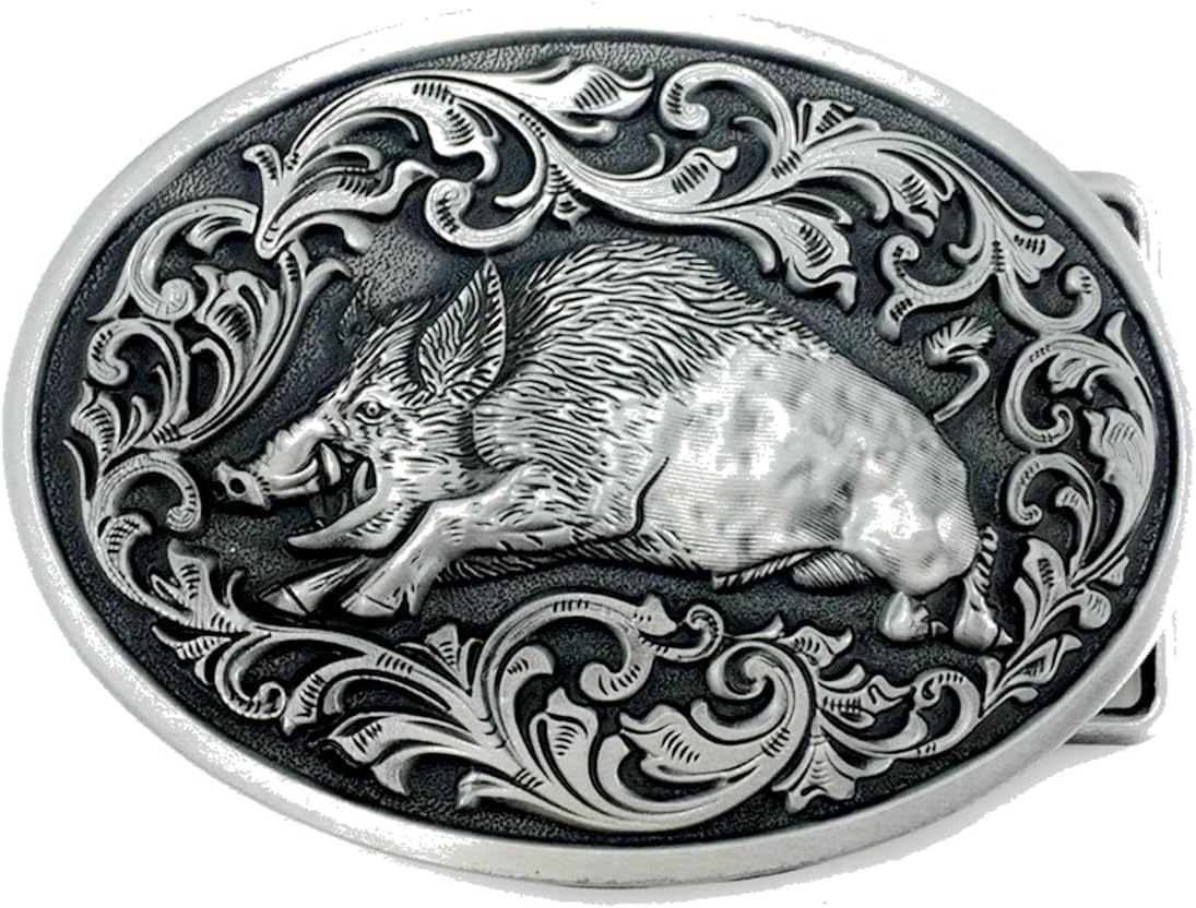 CL&J BB Hog Pig Belt Buckle Wild Animal Western Cowboy Cowgirl Native American Motorcyclist (HOG4S)