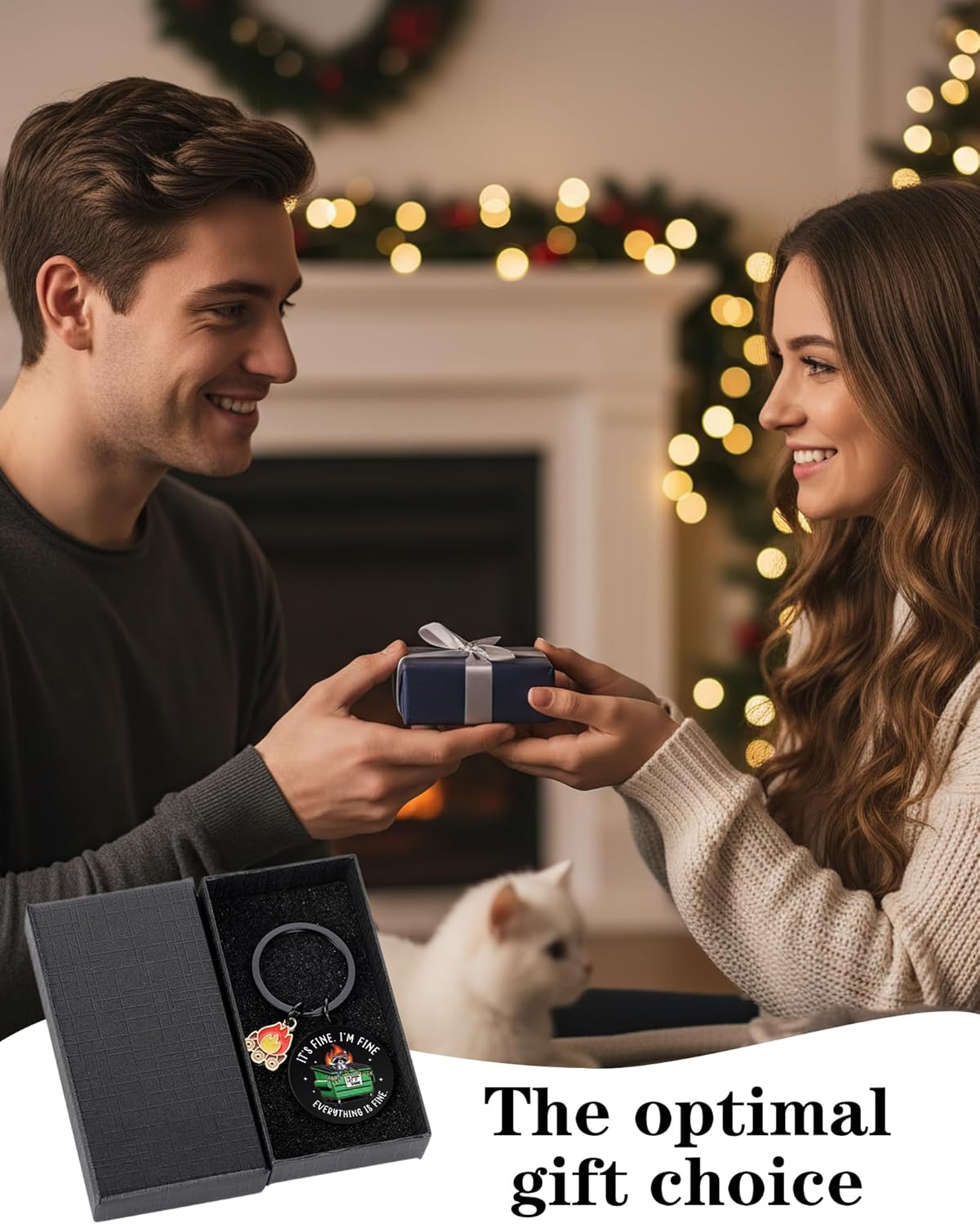 Dumpster Fire Keychain Gifts - Everything Is Fine Raccoon Positive Emotional Support Novelty Funny Appreciation Keyring Birthday Gift for Coworkers Women Christmas Cute Office Accessories - Image 6